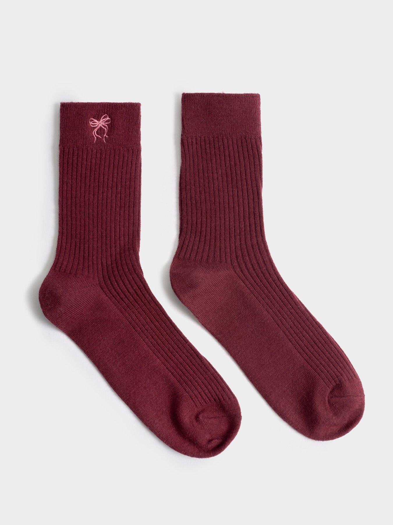 Image 4 of 5 of Katie Loxton Gift Boxed Ribbed 'bow' Socks - Cherry