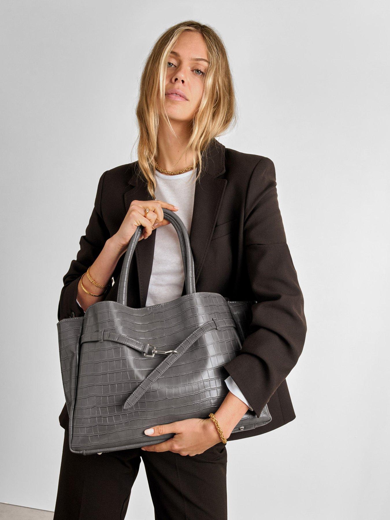 Katie Loxton Maddie Work Tote Bag - Grey Faux Croc