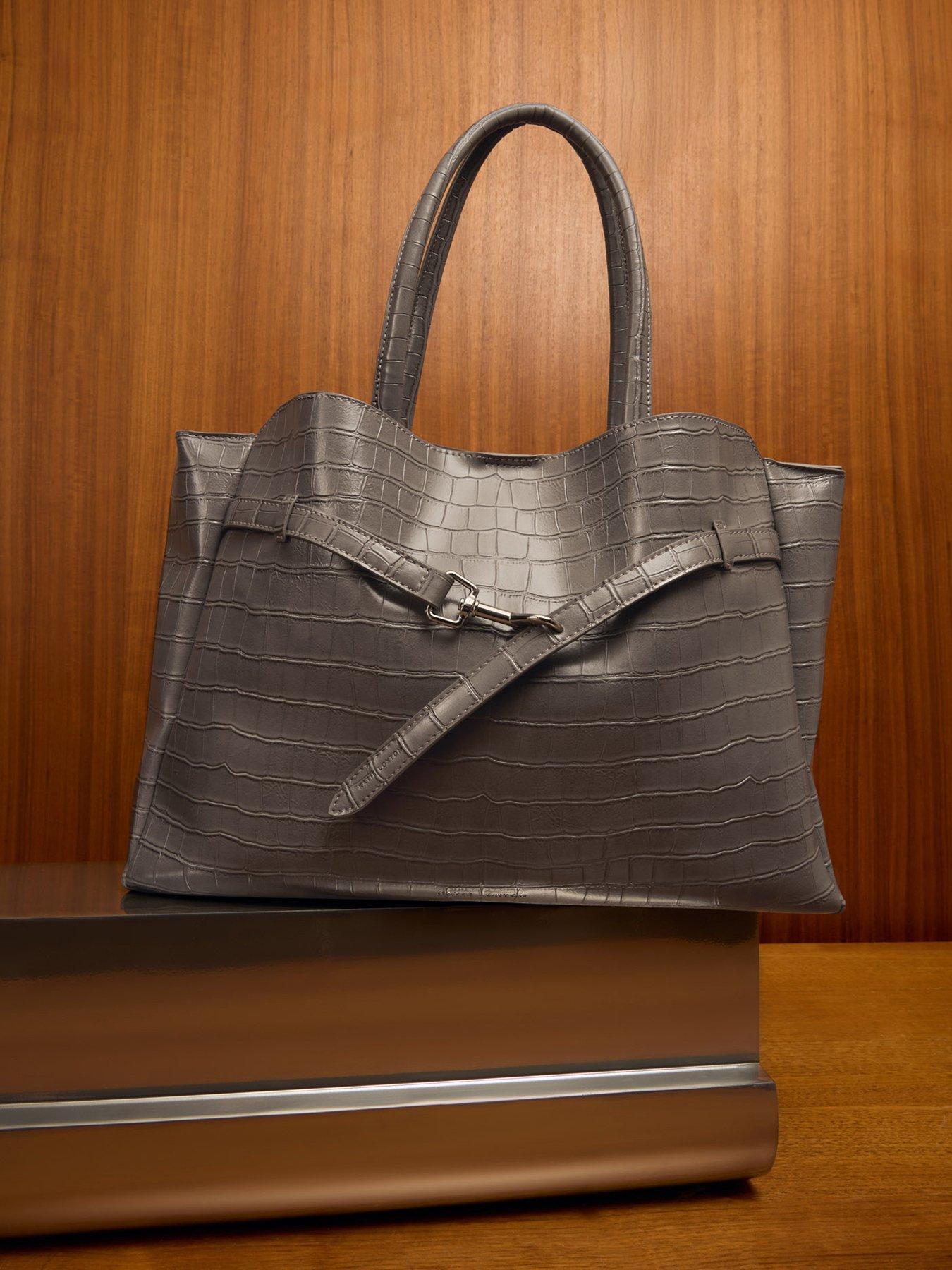 Katie Loxton Maddie Work Tote Bag - Grey Faux Croc