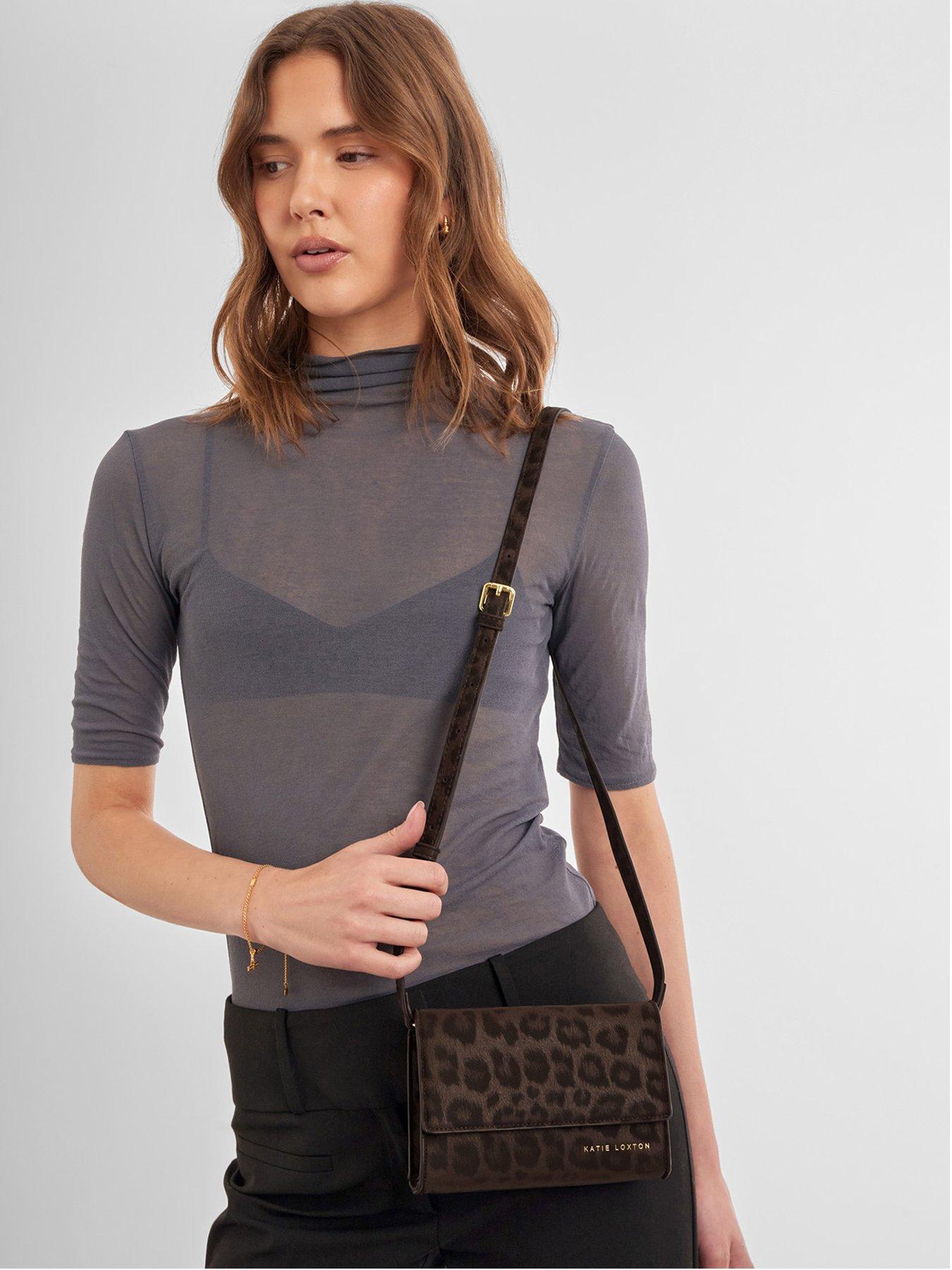Image 1 of 5 of Katie Loxton Lou Crossbody Bag - Chocolate Leopard