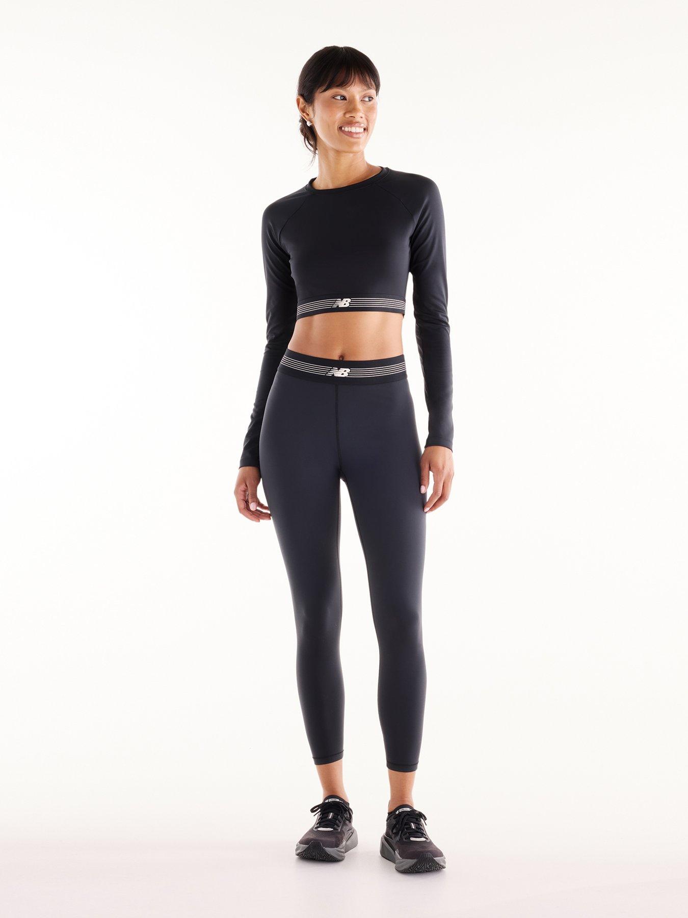 Image 1 of 5 of New Balance Womens Training AC NB DRY Cropped Raglan T-Shirt - Black