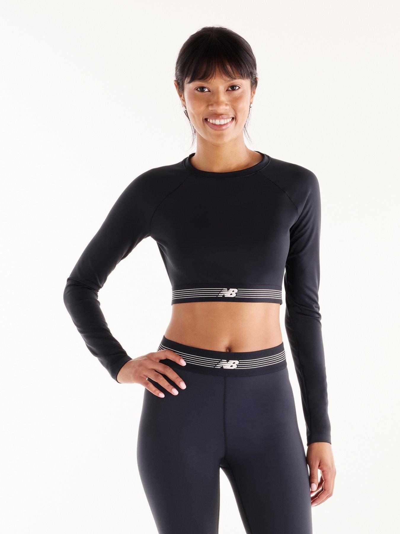 Image 3 of 5 of New Balance Womens Training AC NB DRY Cropped Raglan T-Shirt - Black