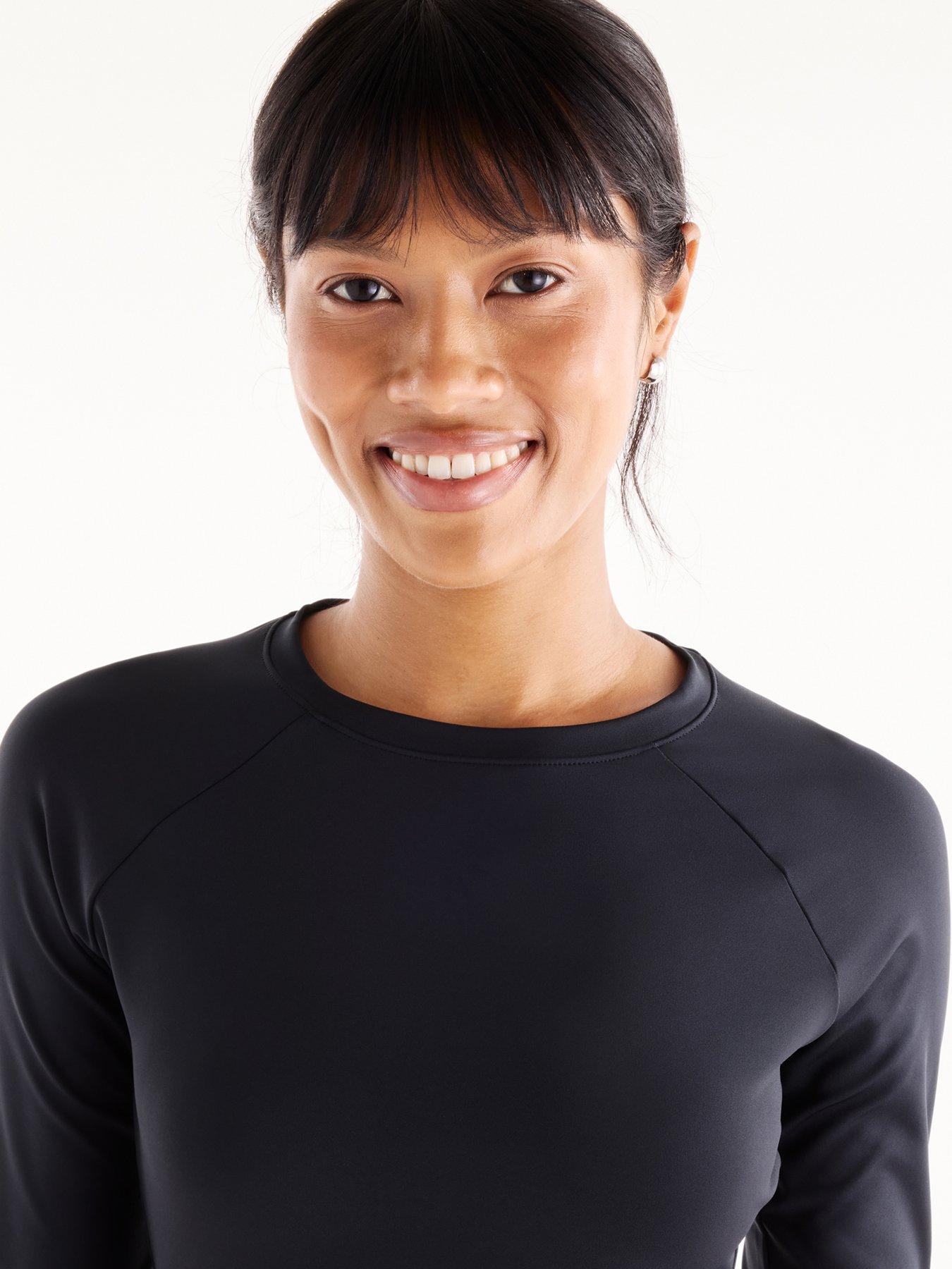 Image 4 of 5 of New Balance Womens Training AC NB DRY Cropped Raglan T-Shirt - Black
