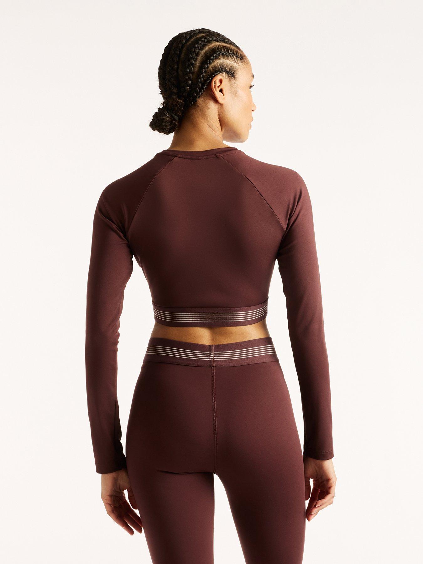 Image 2 of 5 of New Balance Womens AC Fitted Cropped Raglan Long Sleeve T-Shirt - Red
