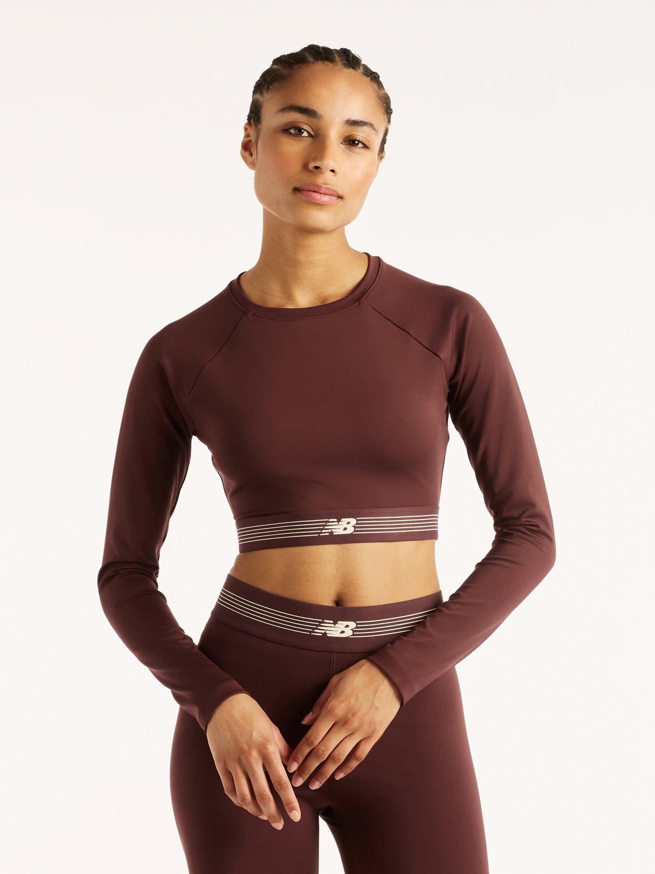 Image 3 of 5 of New Balance Womens AC Fitted Cropped Raglan Long Sleeve T-Shirt - Red