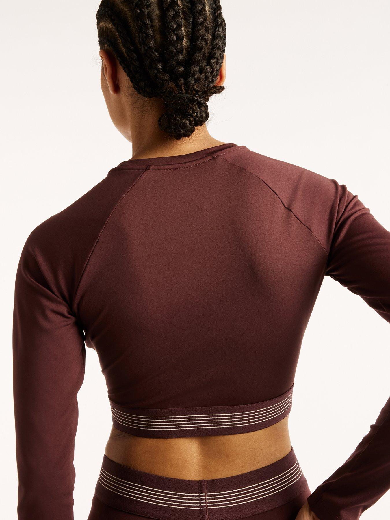 Image 5 of 5 of New Balance Womens AC Fitted Cropped Raglan Long Sleeve T-Shirt - Red