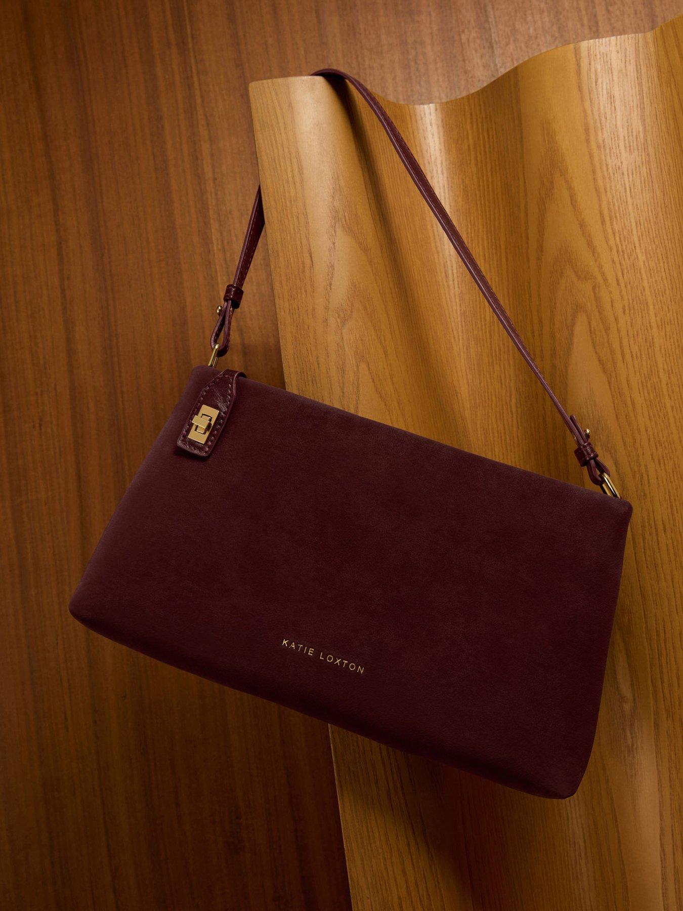 Image 1 of 5 of Katie Loxton Orin Twist Lock Small Shoulder - Cherry Suedette / Cherry Distressed