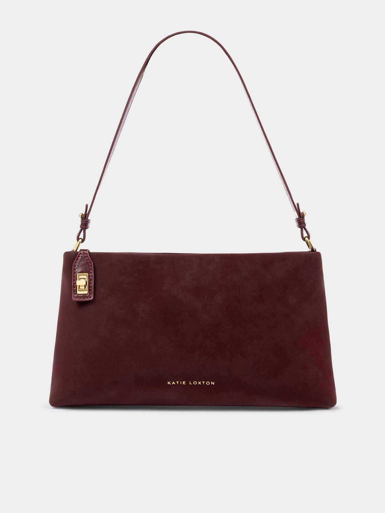 Image 2 of 5 of Katie Loxton Orin Twist Lock Small Shoulder - Cherry Suedette / Cherry Distressed