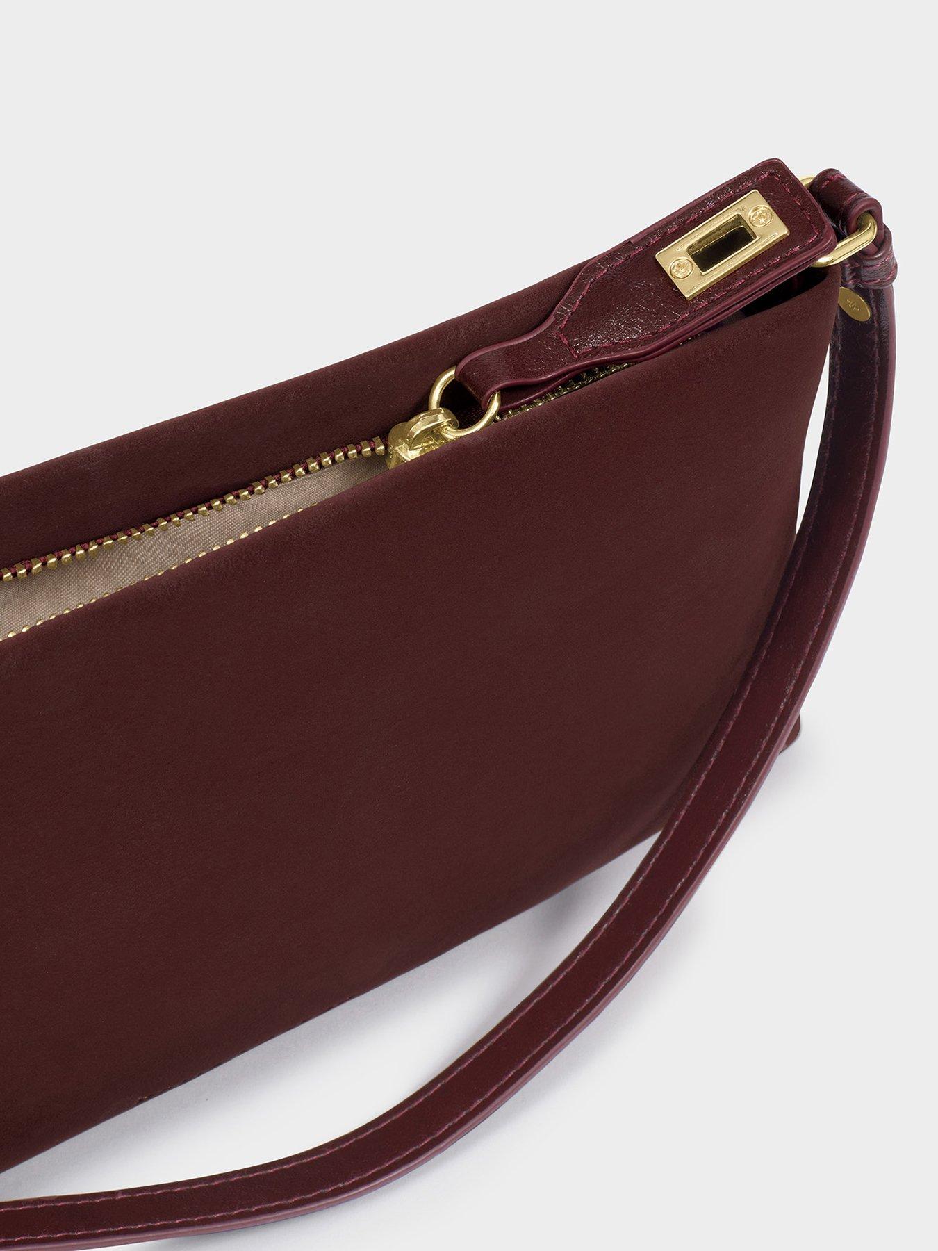 Image 3 of 5 of Katie Loxton Orin Twist Lock Small Shoulder - Cherry Suedette / Cherry Distressed