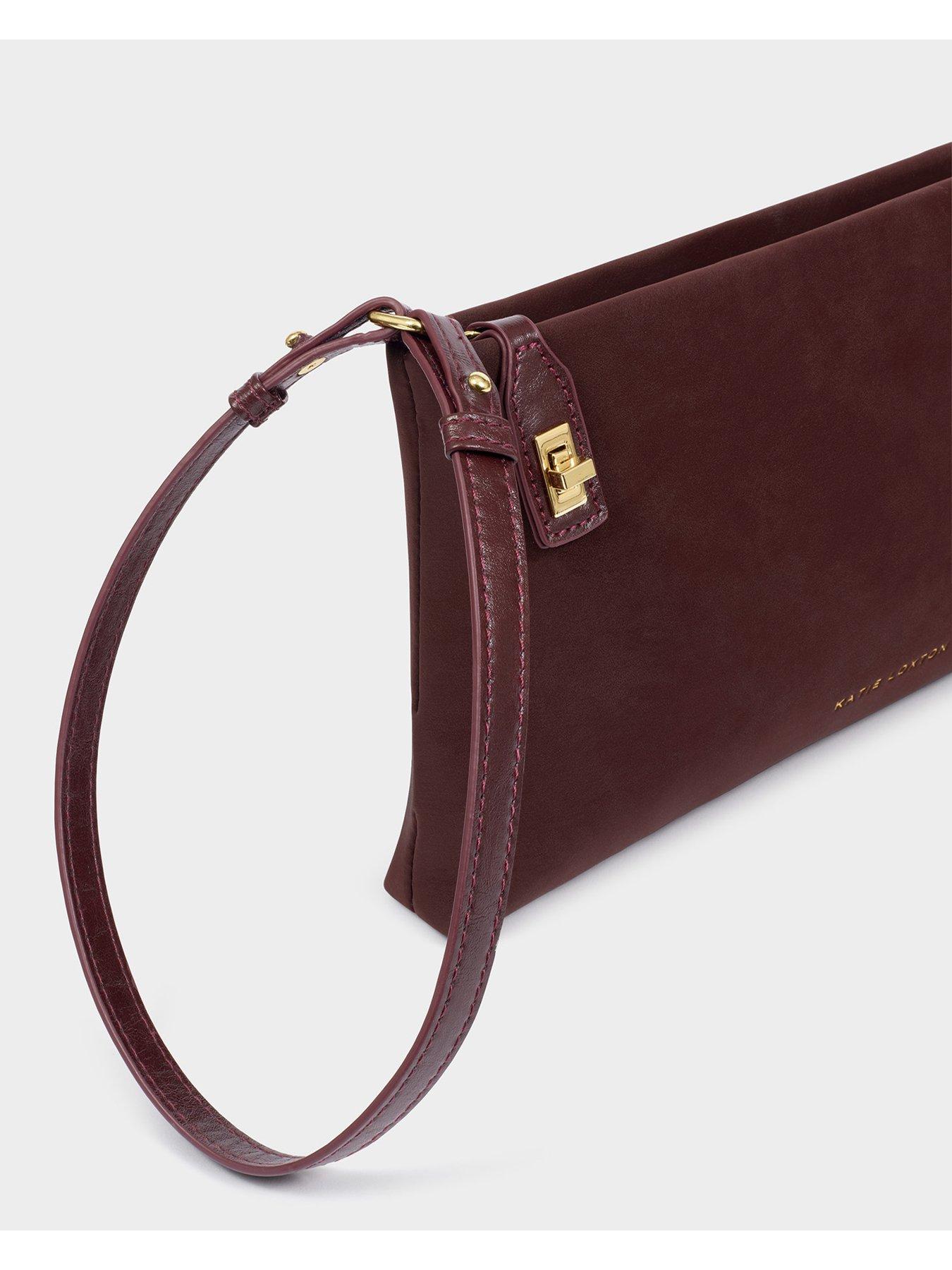 Image 4 of 5 of Katie Loxton Orin Twist Lock Small Shoulder - Cherry Suedette / Cherry Distressed