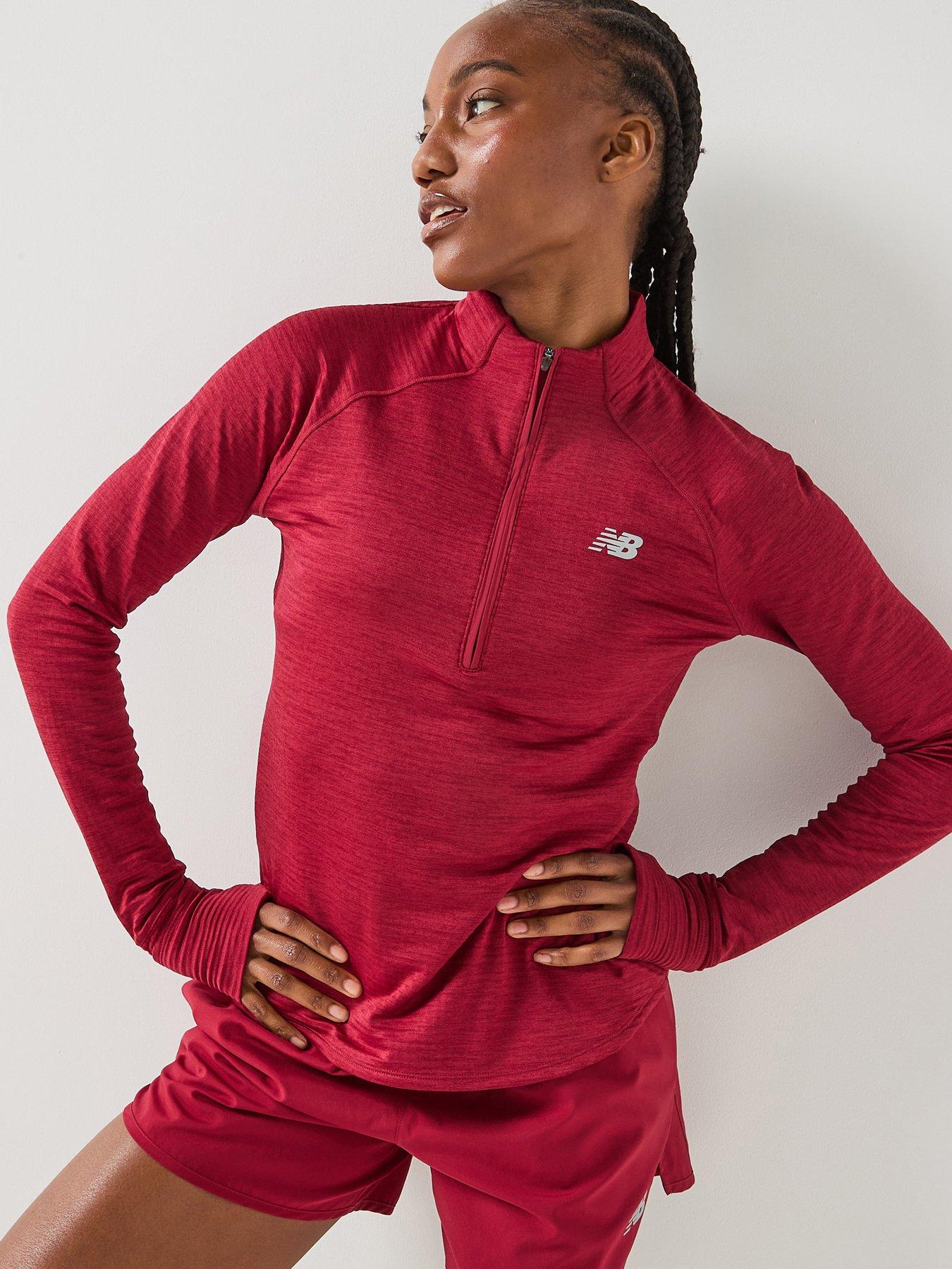 Image 1 of 5 of New Balance Womens Running Athletics Heat Grid 1/2 Zip Top - Red
