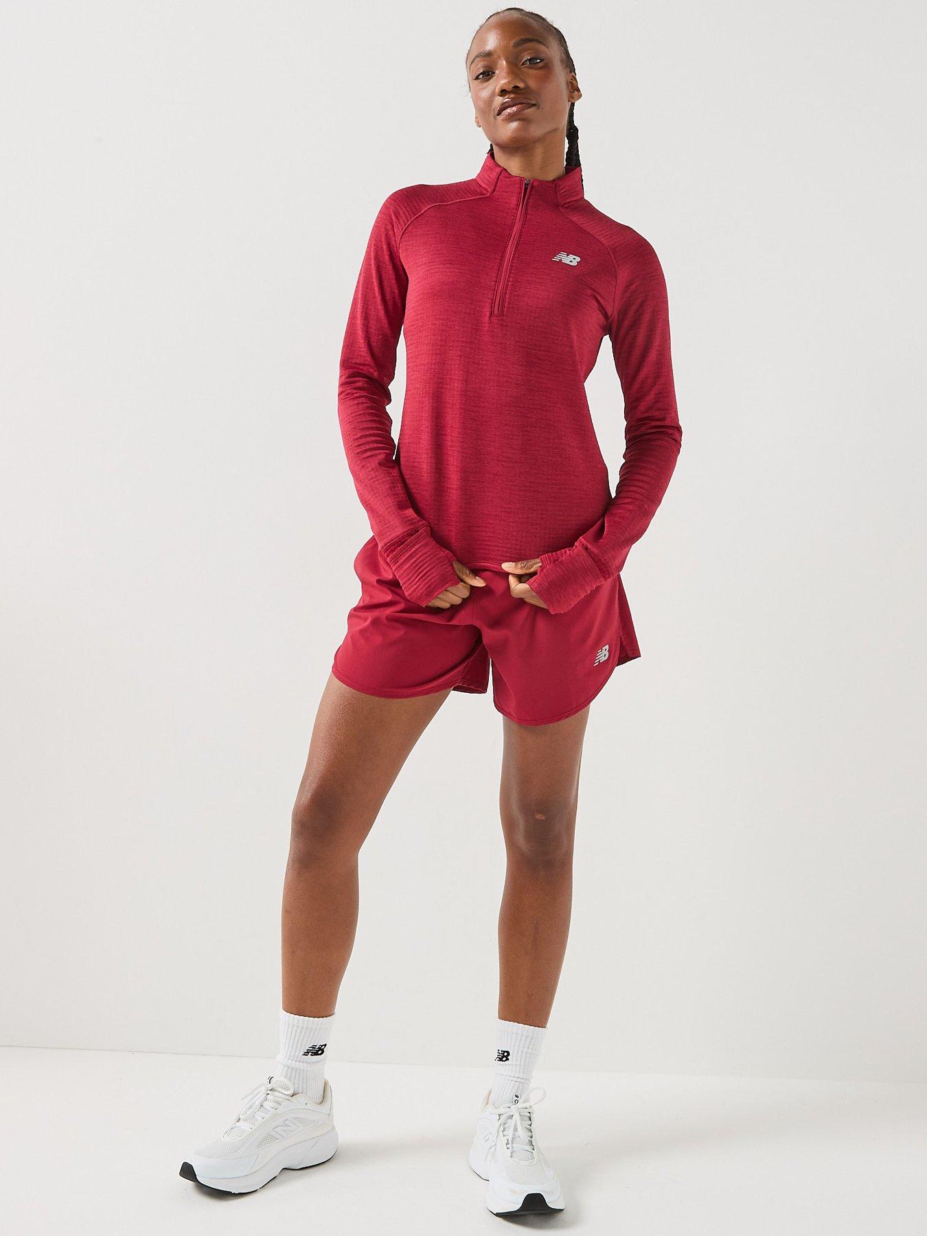 Image 3 of 5 of New Balance Womens Running Athletics Heat Grid 1/2 Zip Top - Red