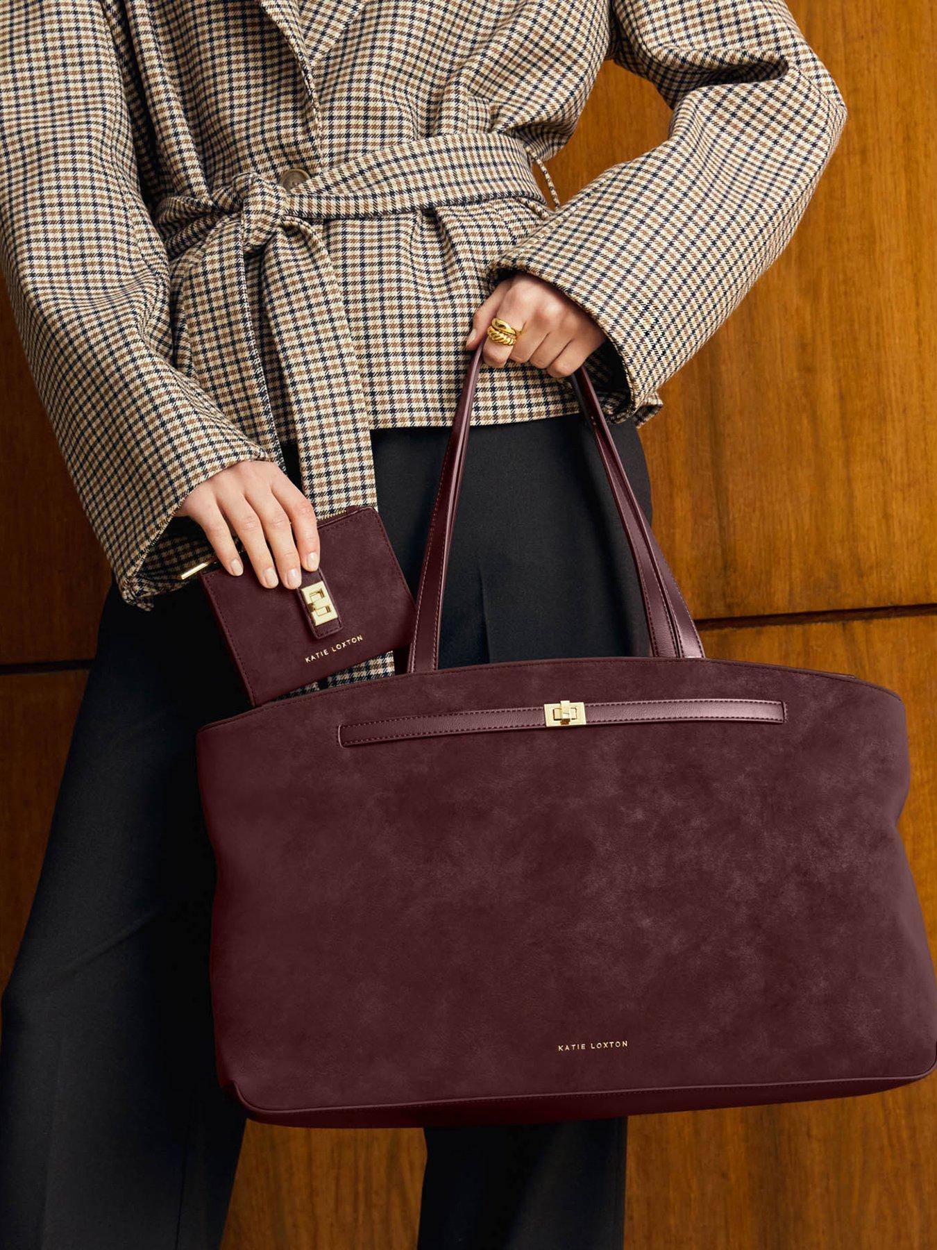 Image 1 of 7 of Katie Loxton Orin Tote Bag - Cherry Suedette / Cherry