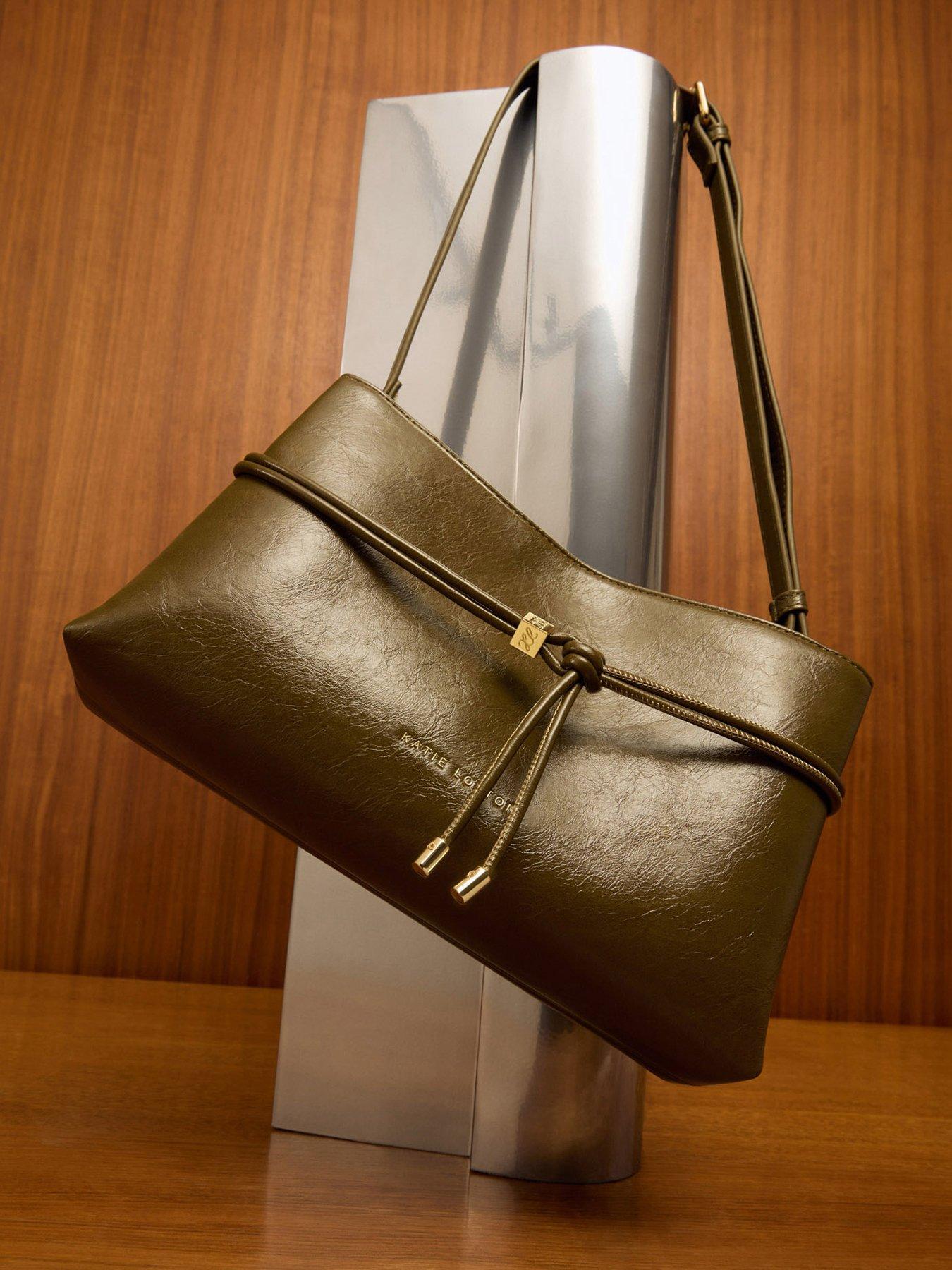 Katie Loxton Lori Crossbody Bag - Deep Olive Patent Crackle