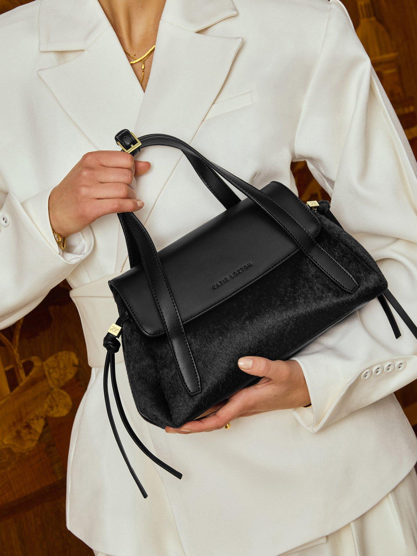 Katie Loxton Alyssa Top Handle - Black Faux Pony / Black