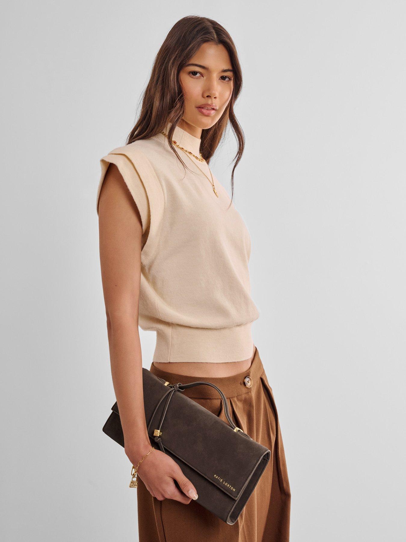 Katie Loxton Alma Clutch - Bitter Chocolate Suedette