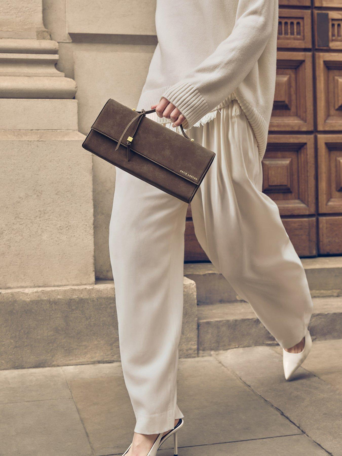 Katie Loxton Alma Clutch - Bitter Chocolate Suedette