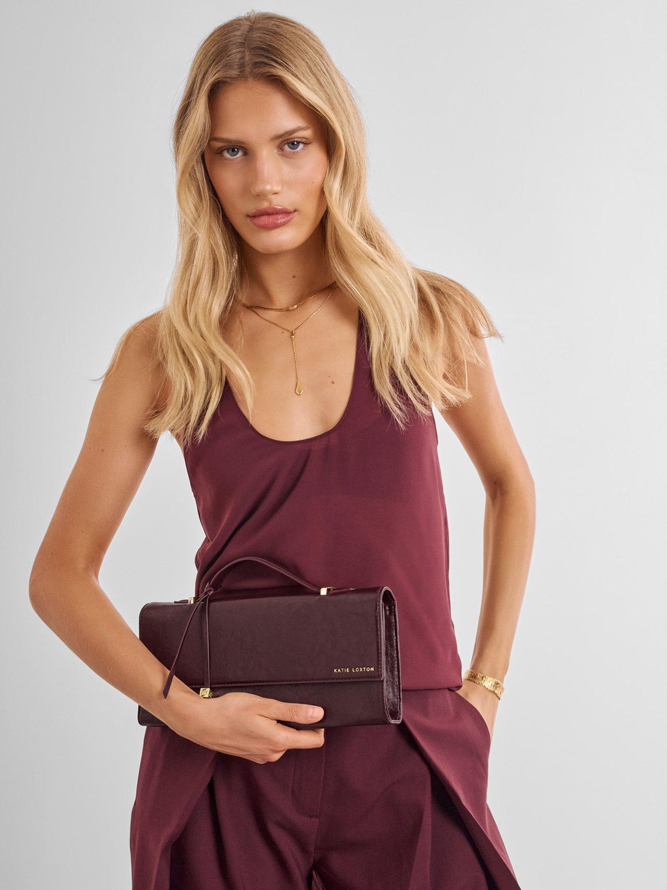 Katie Loxton Alma Clutch - Cherry Patent Crackle