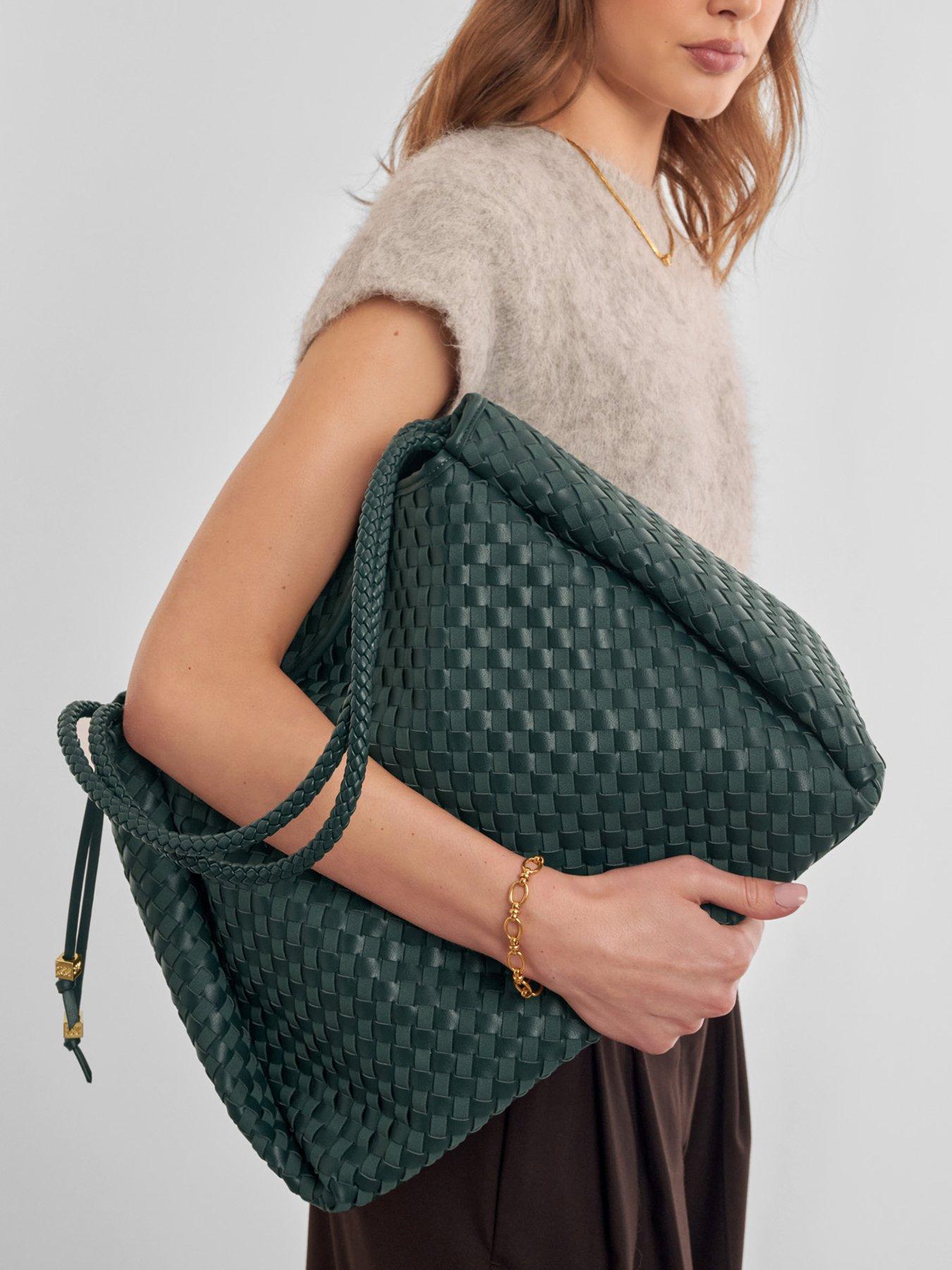 Katie Loxton Nova Hand Woven Large Shoulder Bag - Deep Teal Mixed