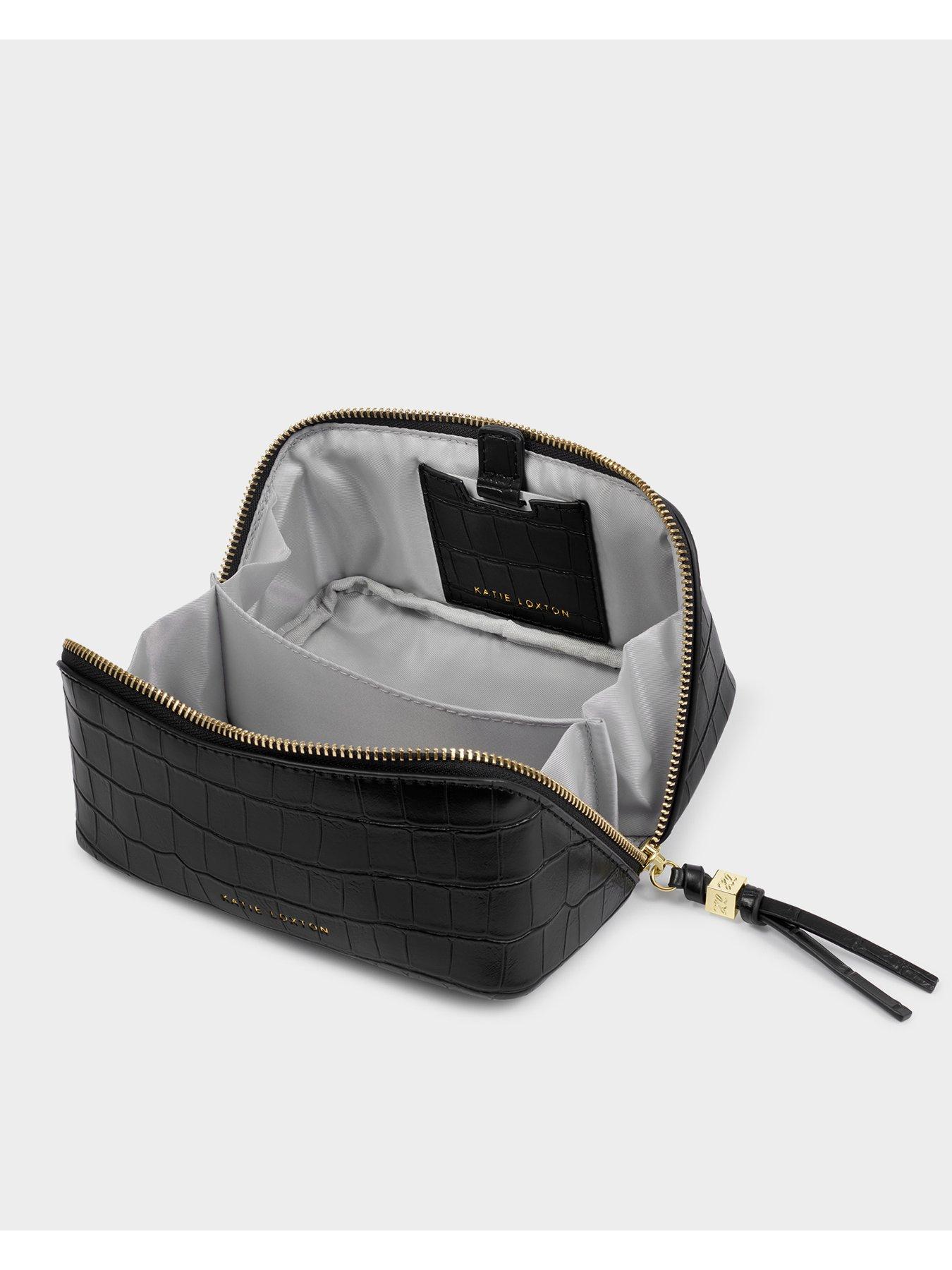 Image 2 of 5 of Katie Loxton Fold-Out Mirror Make Up Bag - Croc Black