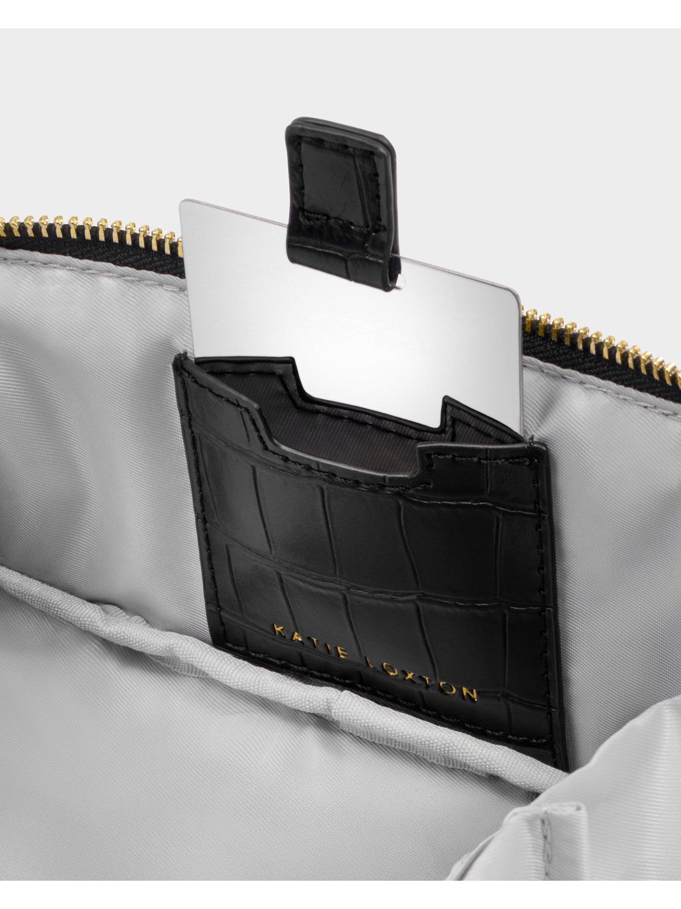 Image 3 of 5 of Katie Loxton Fold-Out Mirror Make Up Bag - Croc Black