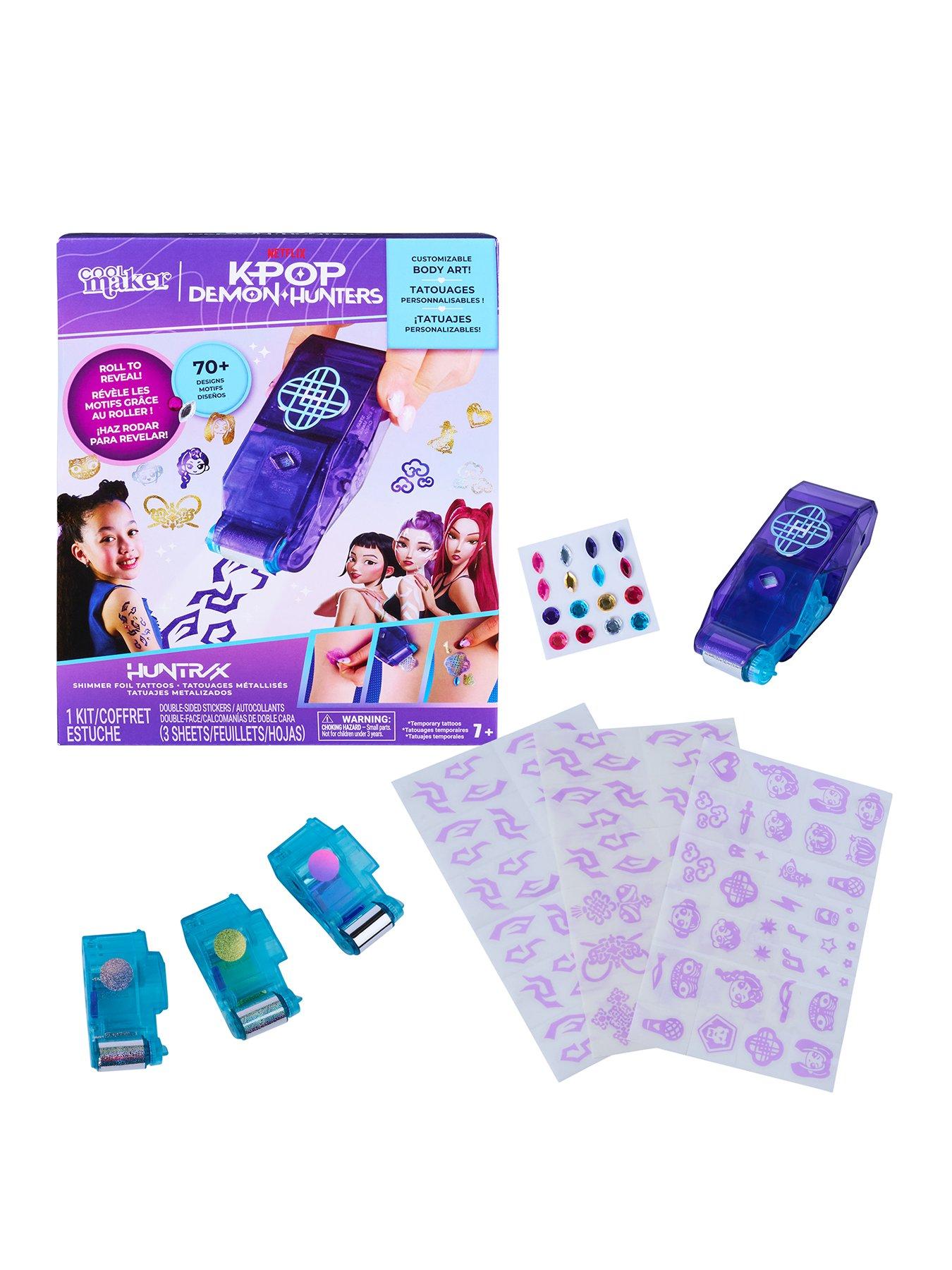 Image 1 of 8 of Cool Maker K-Pop Demon Hunters Shimmer Temporary Tattoo Kit