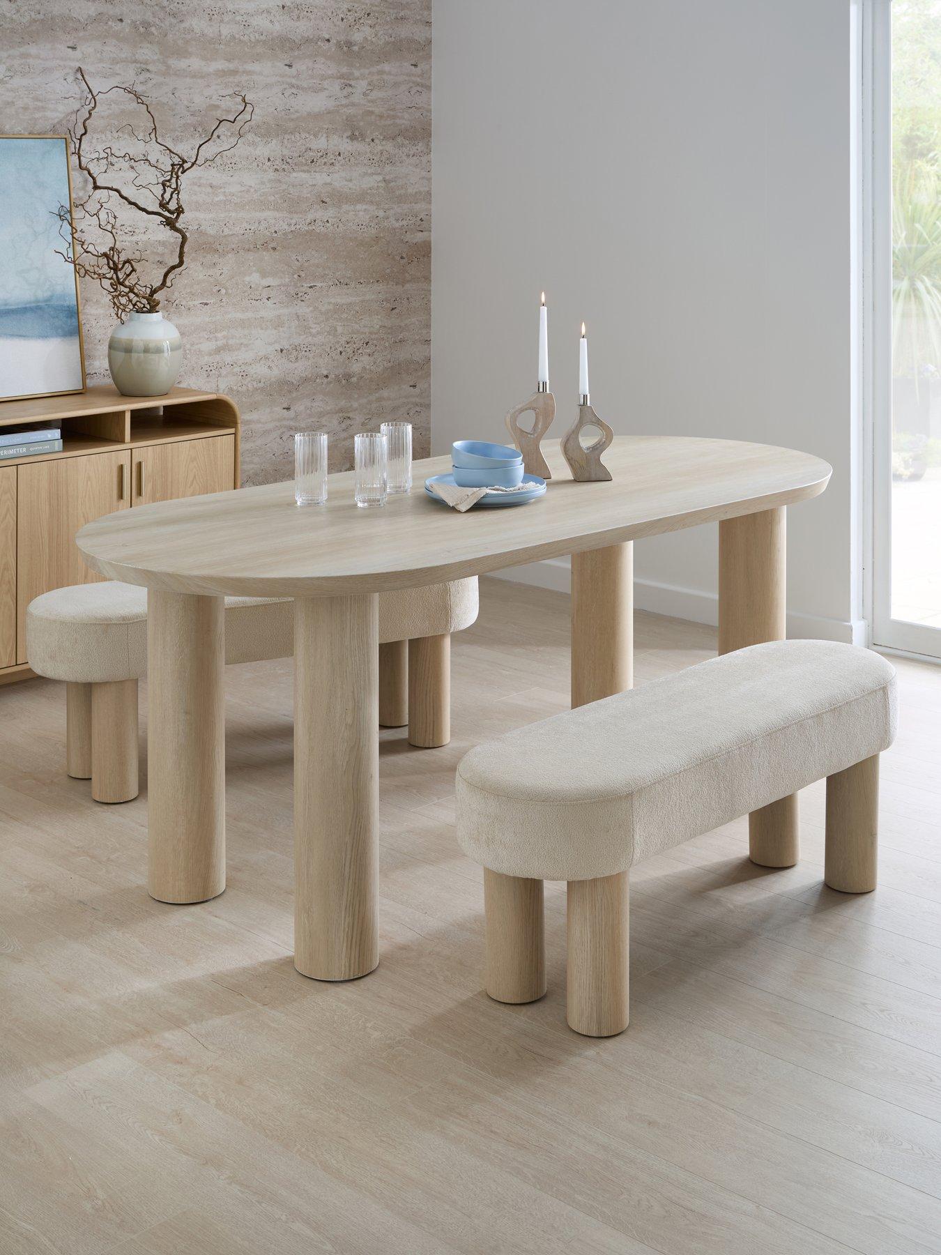 Image 1 of 7 of The Very Collection Arley 200cm Dining Table &amp; 2 Arley Upholstered Dining Benches - FSC&reg; Certified