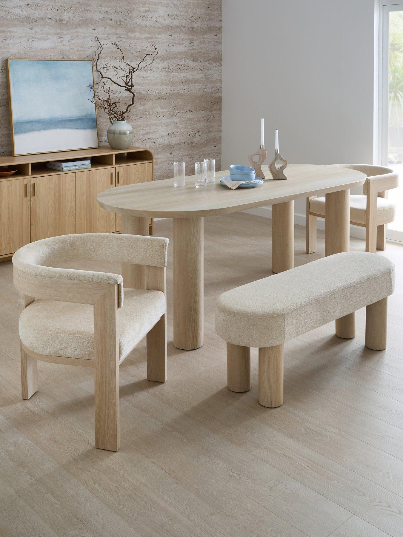 Image 1 of 7 of The Very Collection Arley 200cm Dining Table, Arley Dining Bench &amp; 2 Arley Chairs And 1 Upholstered Dining Bench - FSC&reg; Certified