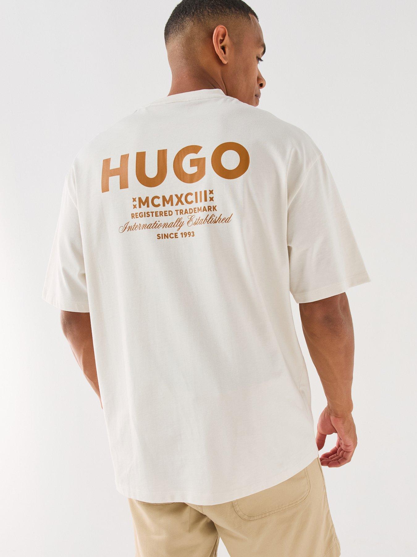HUGO Blue Nalono Loose Fit T-Shirt - White