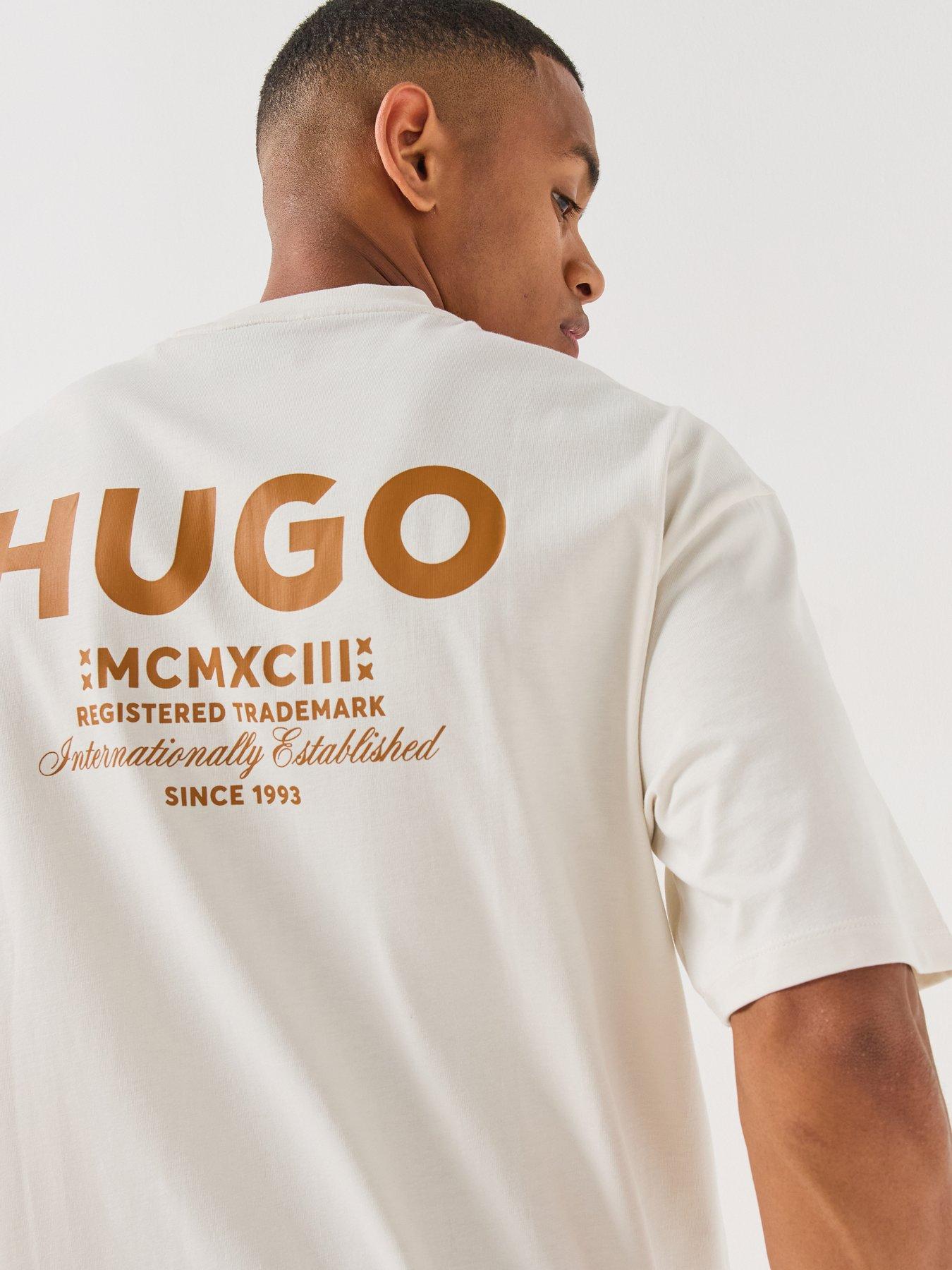 Image 4 of 6 of HUGO Blue Nalono Loose Fit T-Shirt - White