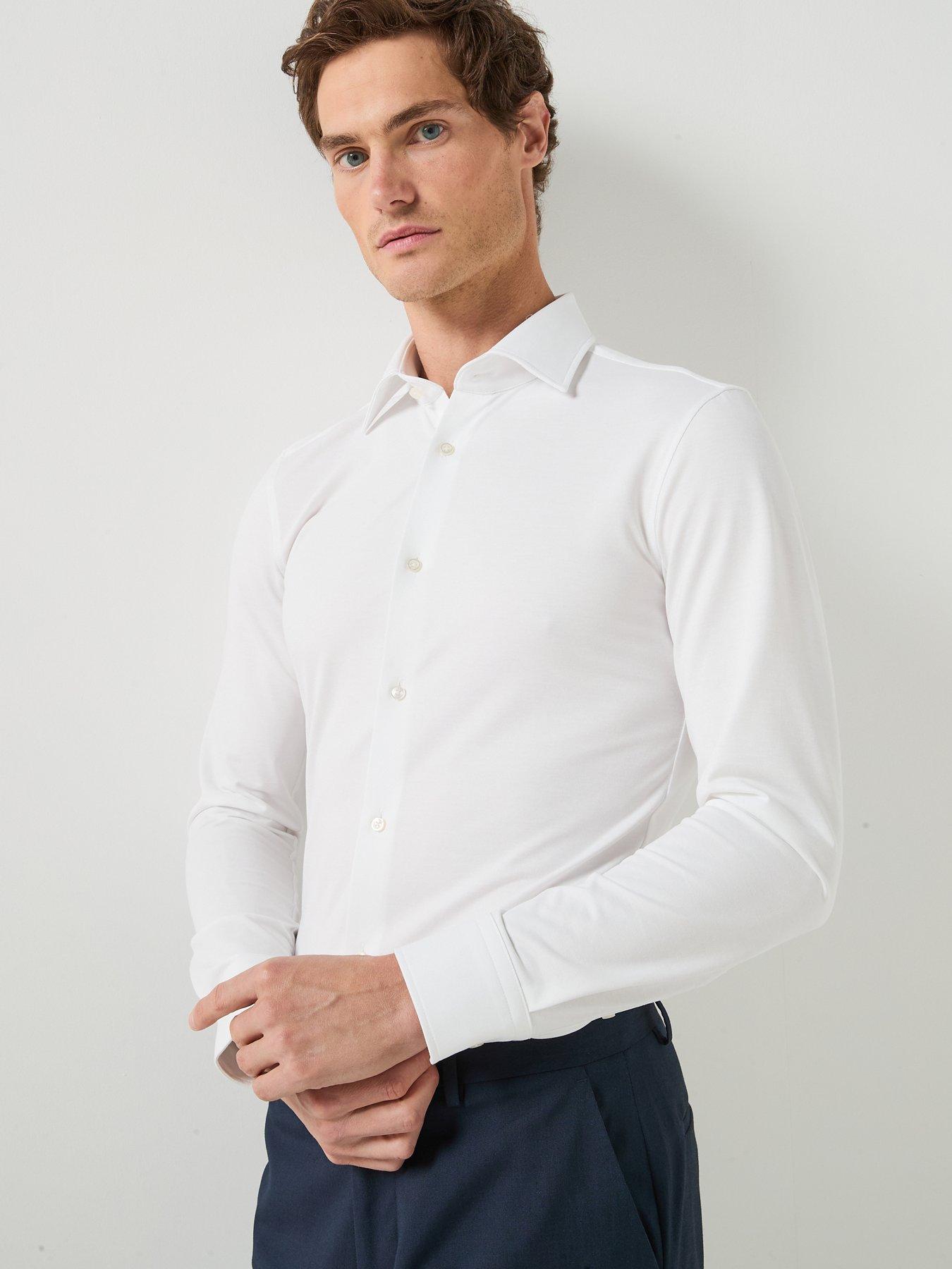 BOSS P-Hank-K-261 Performance Stretch Oxford Shirt - White