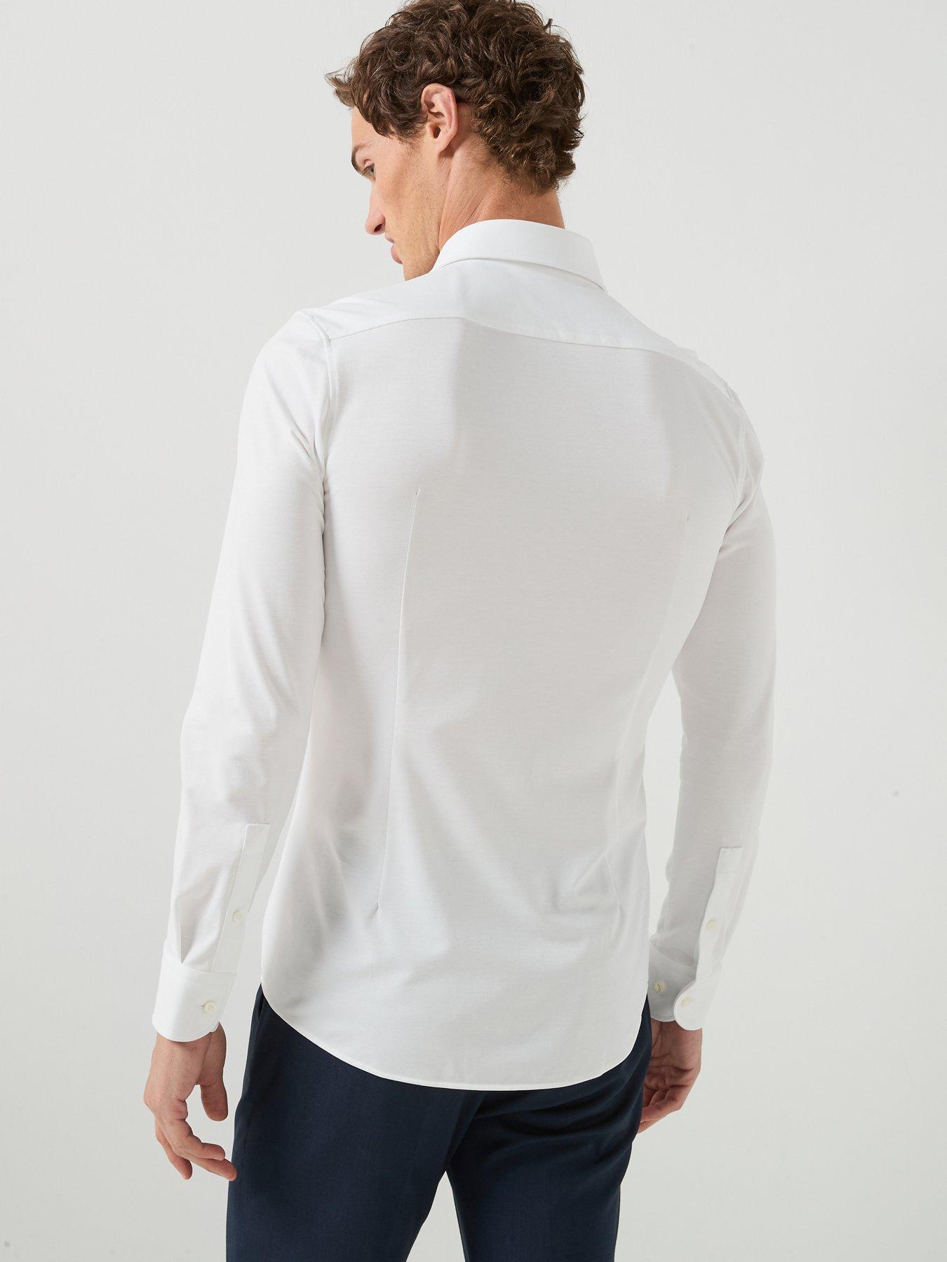 Image 2 of 6 of BOSS P-Hank-K-261 Performance Stretch Oxford Shirt - White