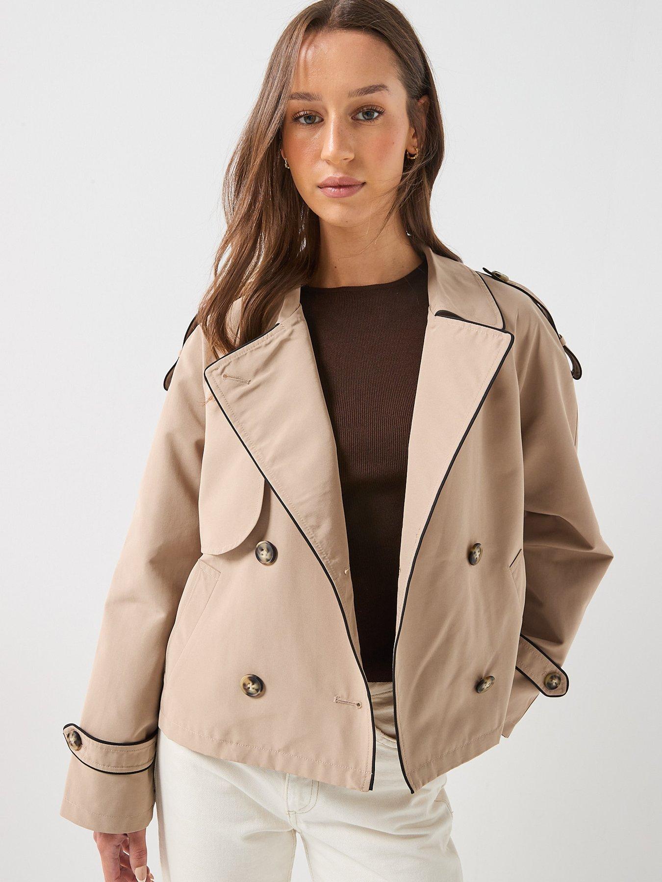 Image 1 of 5 of Vero Moda Vmluciachloe Short Trenchcoat - Beige
