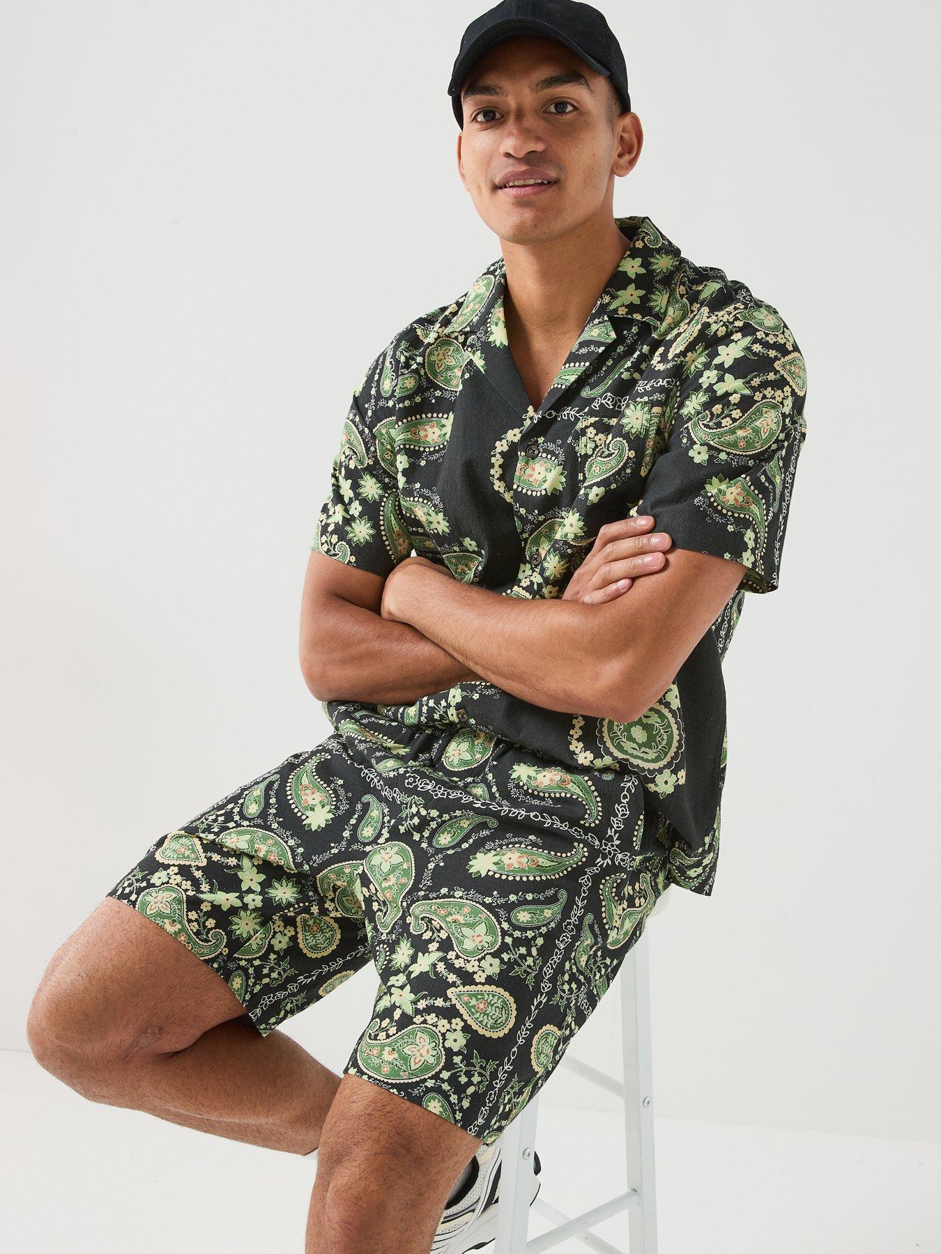 Image 4 of 6 of Les Deux Abstract Print Shorts - Black
