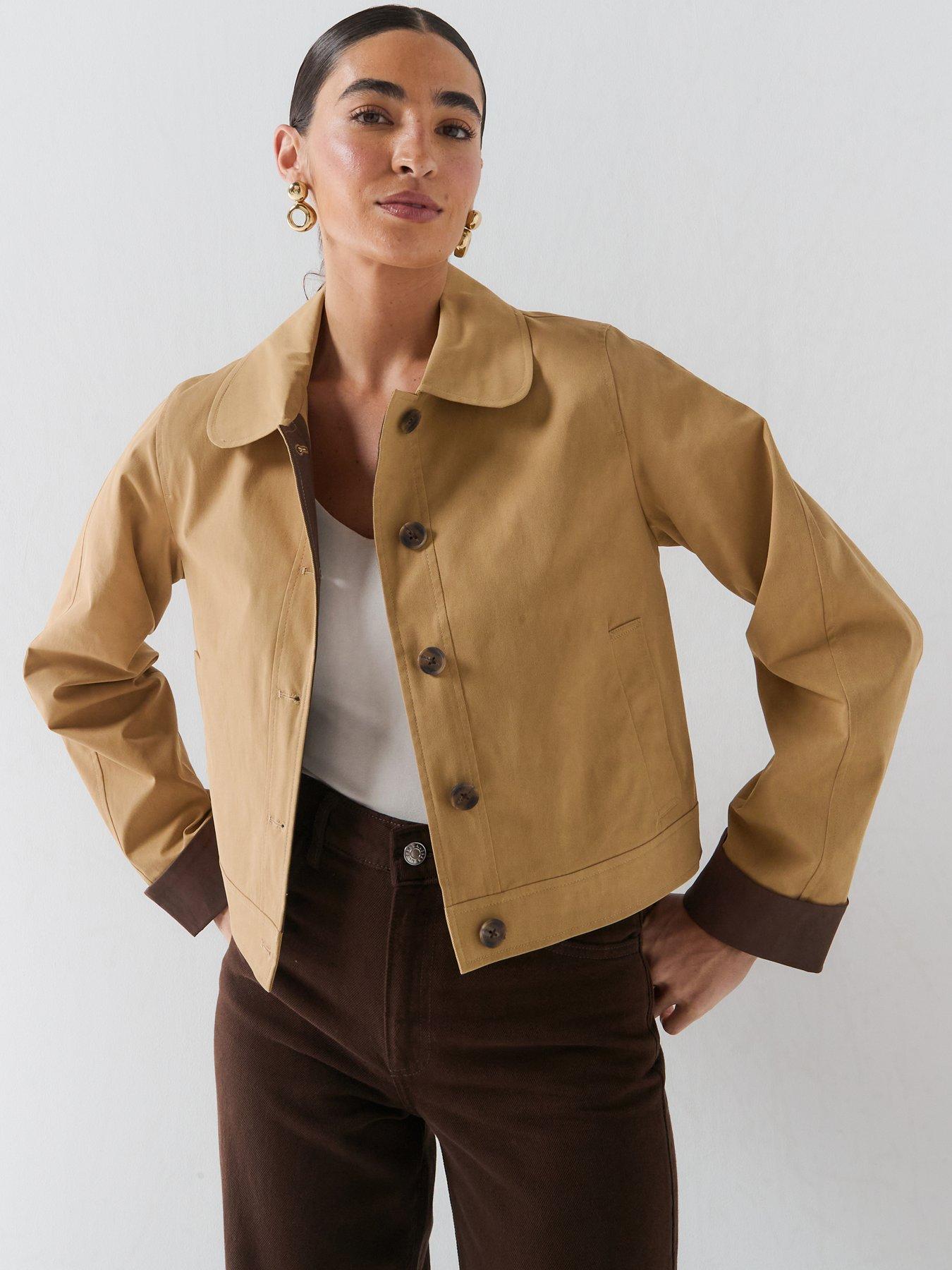 Image 1 of 6 of Only Women's Contrast Cuff Cropped Jacket - Beige