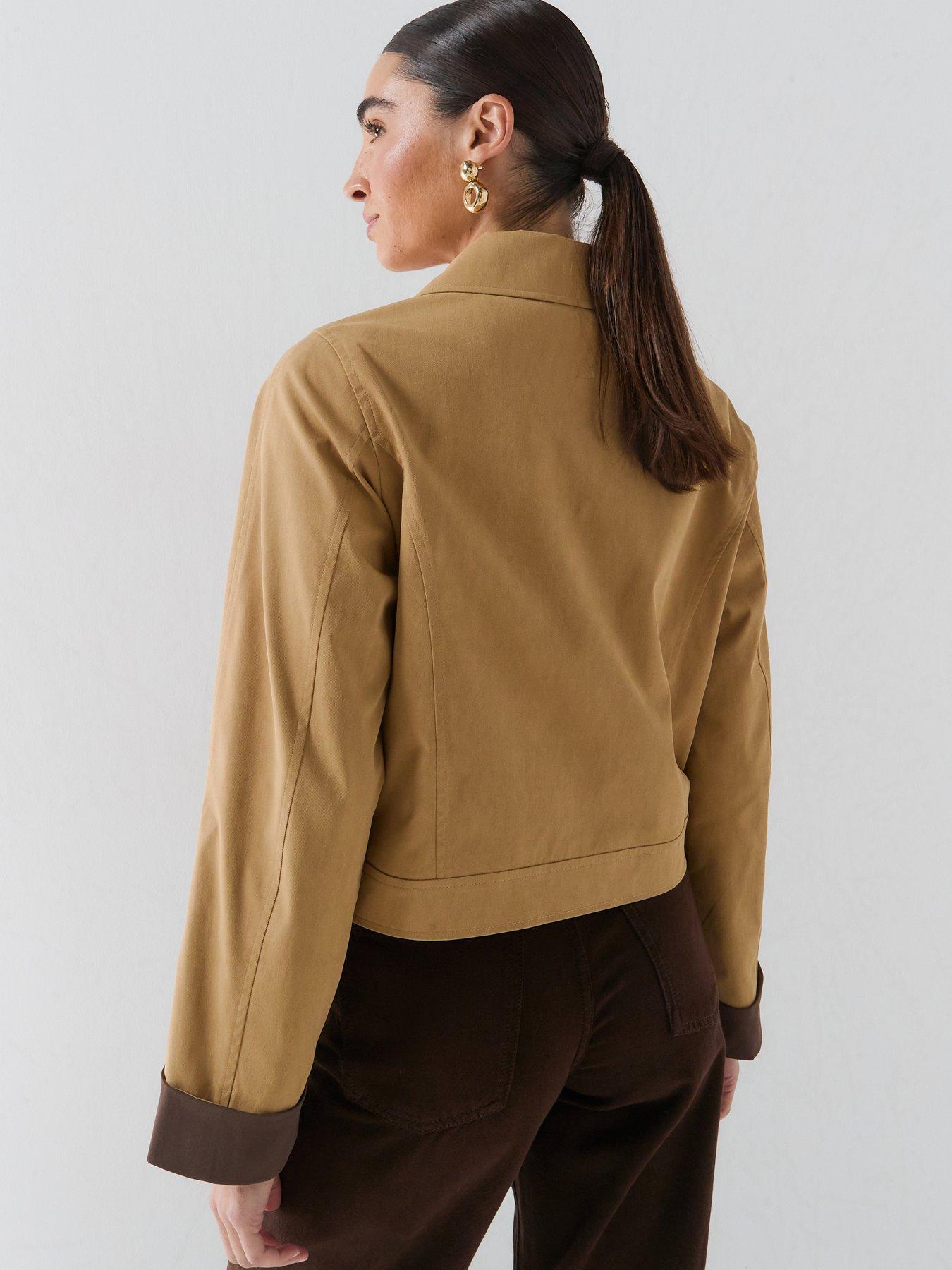 Image 2 of 6 of Only Women's Contrast Cuff Cropped Jacket - Beige