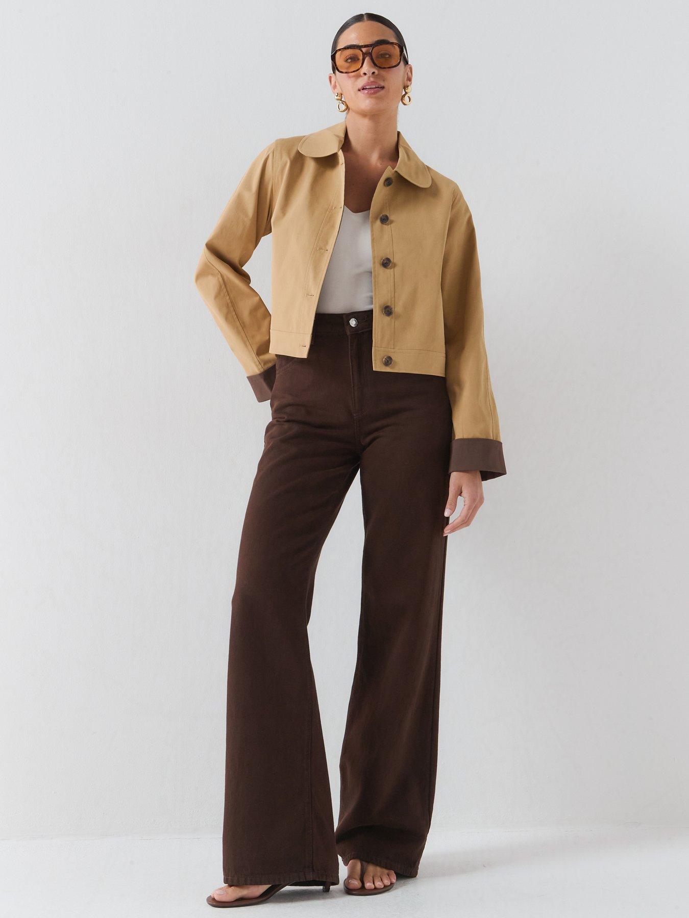 Image 3 of 6 of Only Women's Contrast Cuff Cropped Jacket - Beige