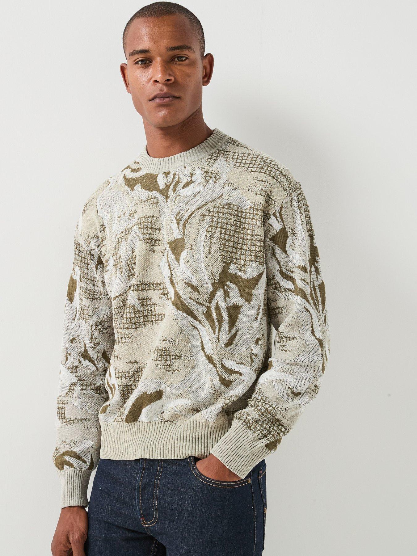 BOSS Boss Afloralo Botanical Pattern Knitted Jumper - Green