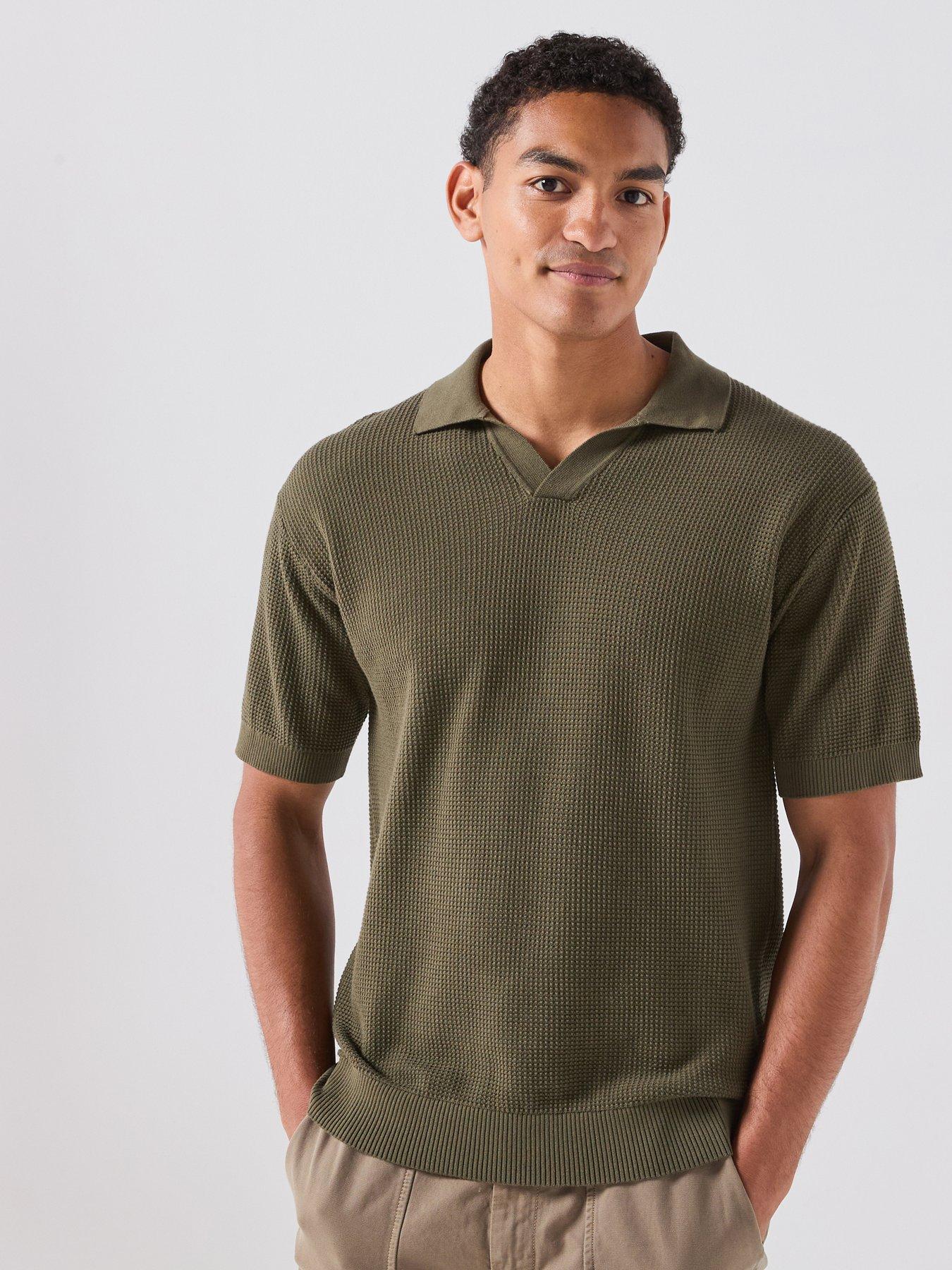 BOSS Kocello Open Collar Knitted Polo Shirt - Green