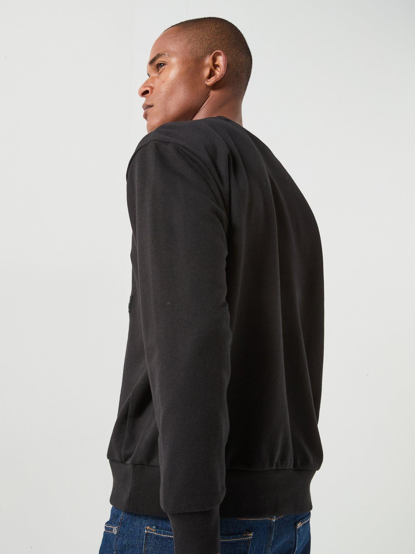 Image 2 of 6 of BOSS Crewneck Rubber Patch Logo Crew Sweater - Black
