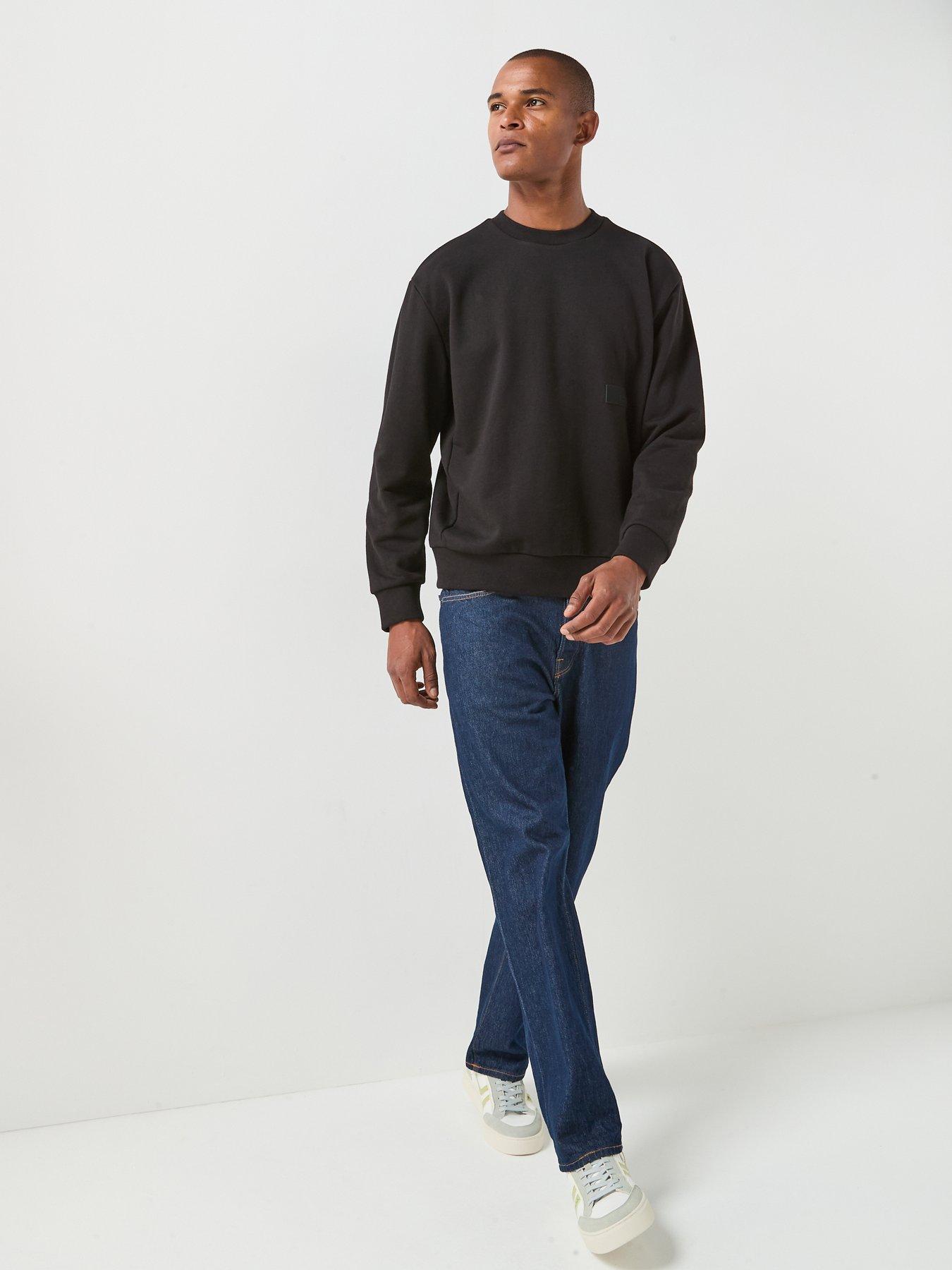 Image 3 of 6 of BOSS Crewneck Rubber Patch Logo Crew Sweater - Black