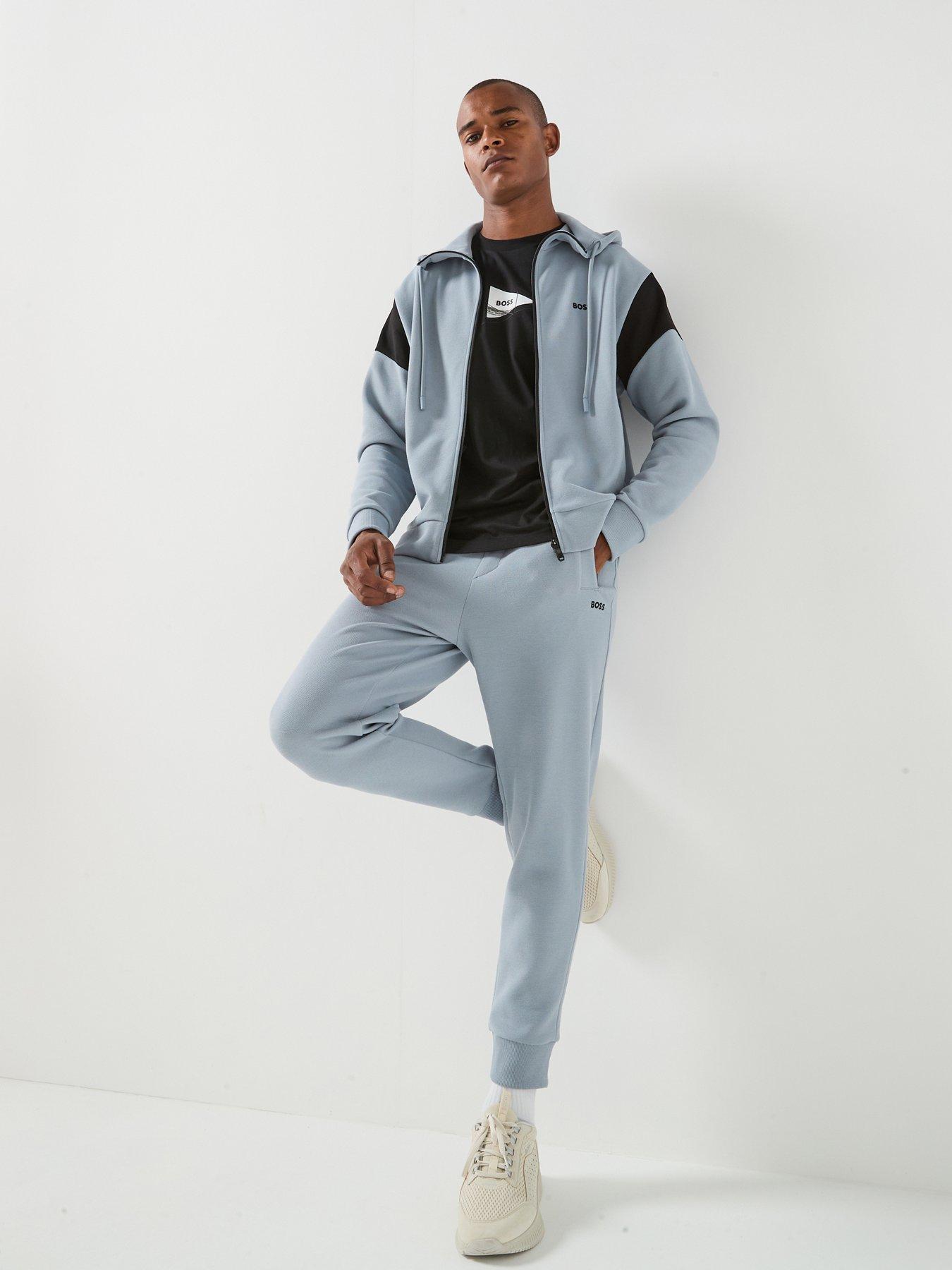 Image 1 of 6 of BOSS Tracksuit Full Zip Hooded Set - Grey