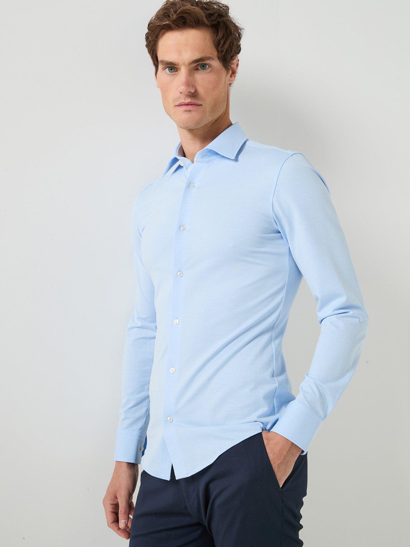 Image 1 of 5 of BOSS P-Hank-K-261 Performance Stretch Oxford Shirt - Light Blue