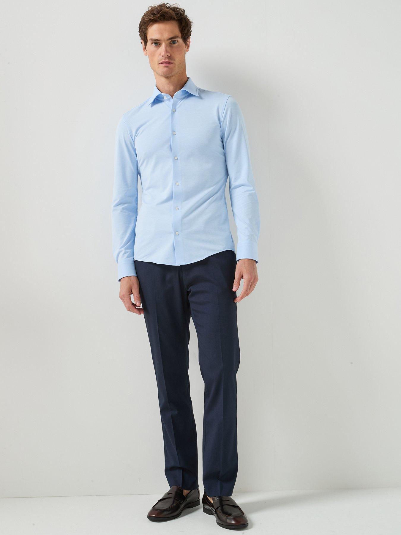 Image 3 of 5 of BOSS P-Hank-K-261 Performance Stretch Oxford Shirt - Light Blue