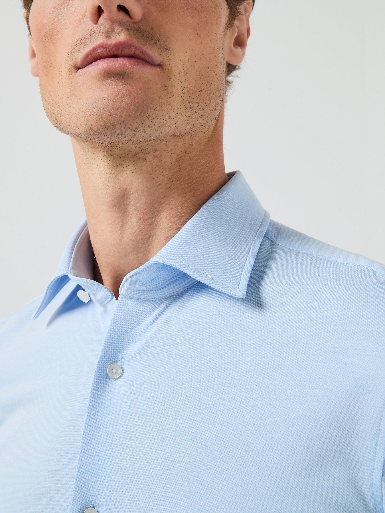 Image 4 of 5 of BOSS P-Hank-K-261 Performance Stretch Oxford Shirt - Light Blue