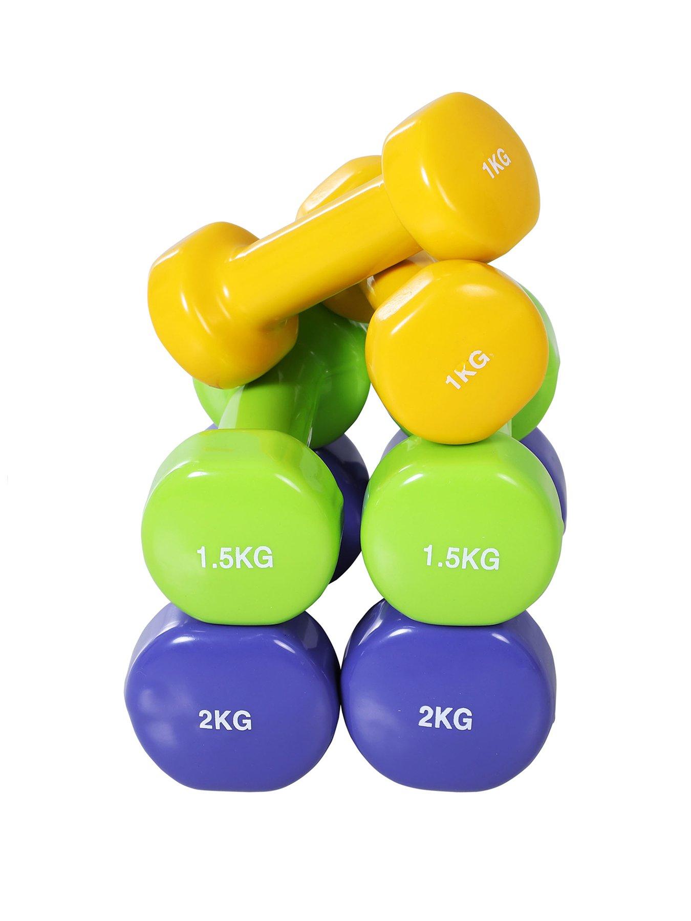 Image 1 of 7 of Homcom HOMCOM 10KG Dumbbells Set with Carry Case, Hand Weights for Women and Men Home Gym Weight Lifting Training, Red, Yellow, Green, Purple