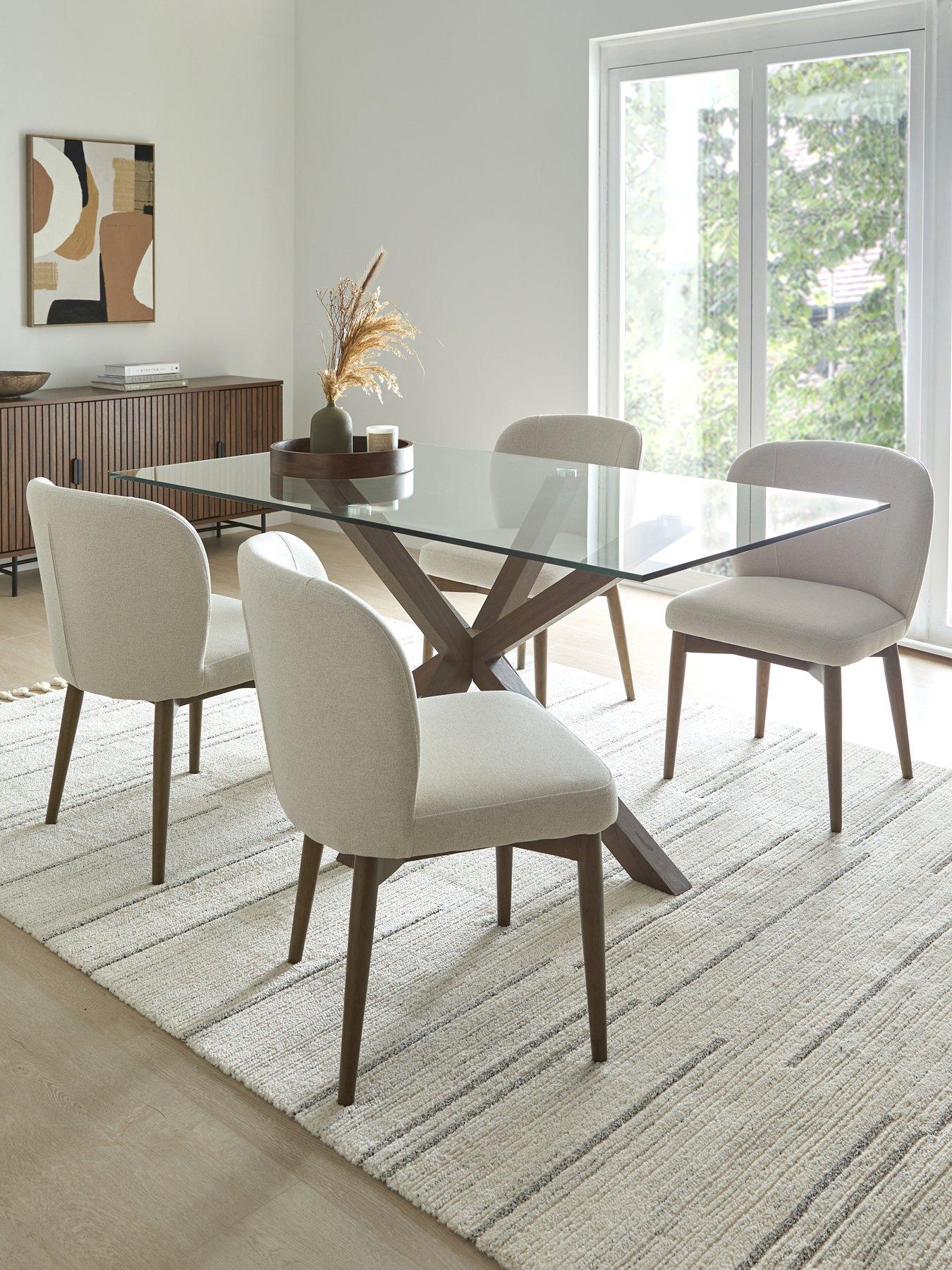 Image 1 of 6 of The Very Collection Rigby Rectangular Dining Table In Walnut With 4 Rigby Dining Chairs - FSC&reg; Certified