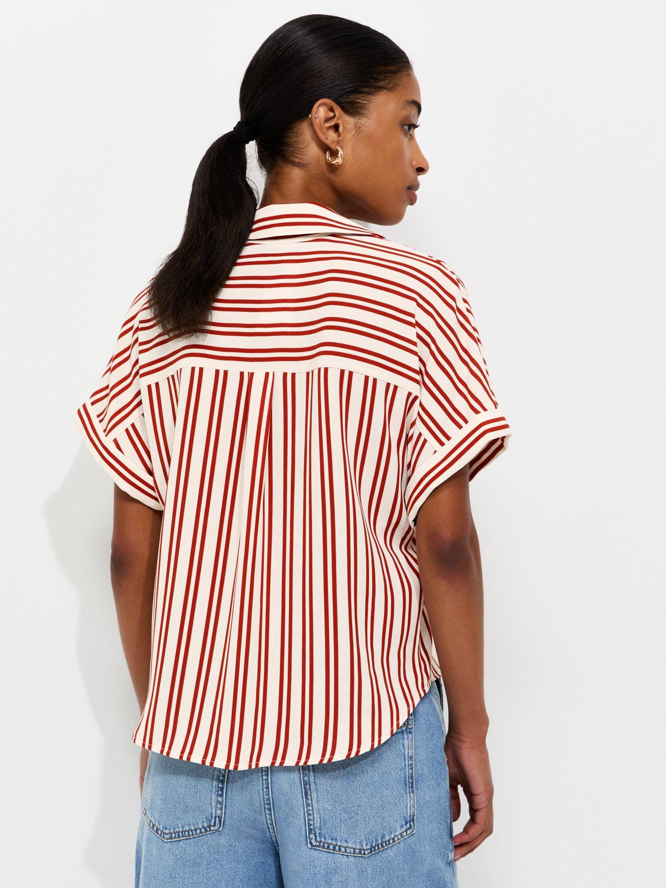Image 3 of 7 of New Look Woven Striped Shirt - Brown