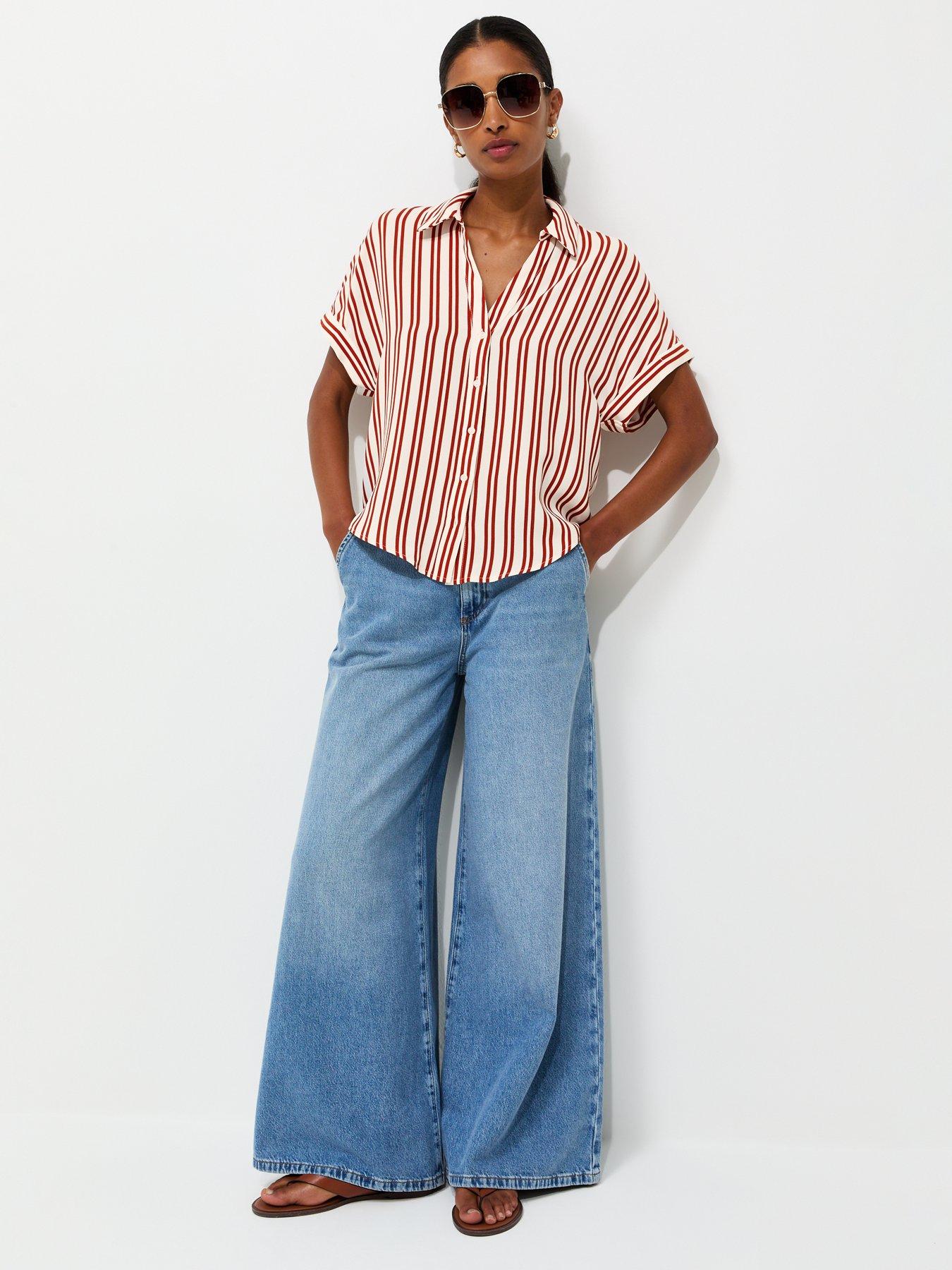 Image 5 of 7 of New Look Woven Striped Shirt - Brown
