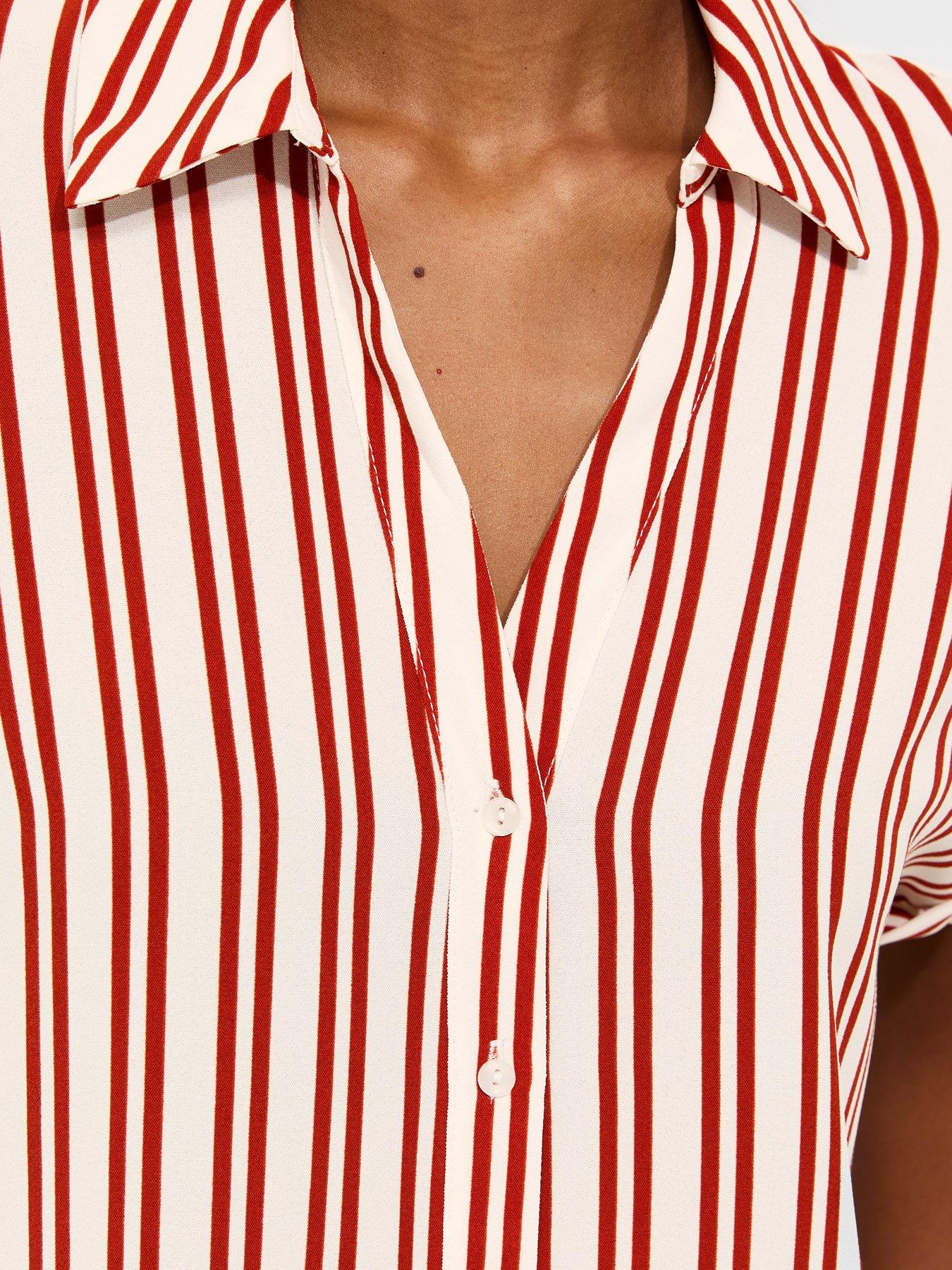 Image 7 of 7 of New Look Woven Striped Shirt - Brown